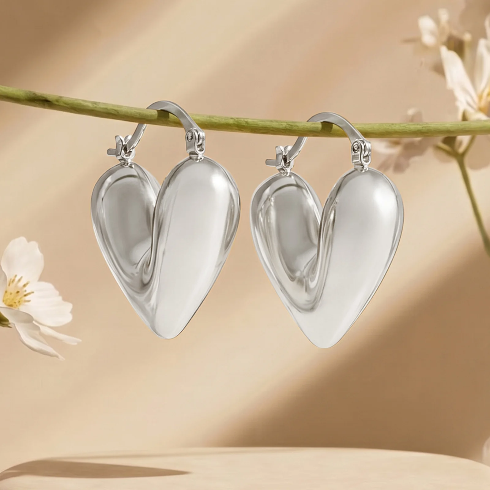 Flor Heart Shaped Silver Love Earrings - Image 2