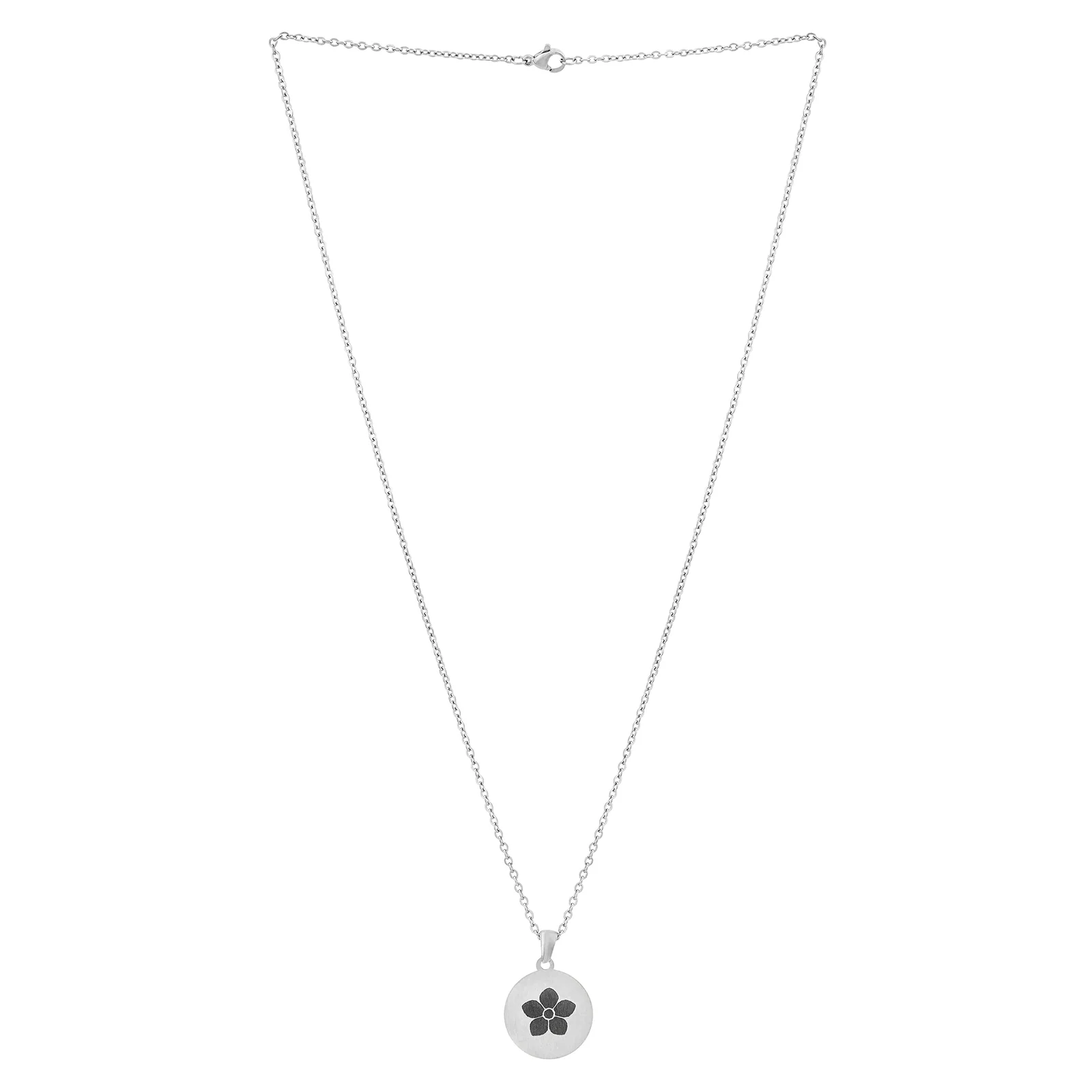 Flora Silver Women's Round Mantra Necklace - Image 3