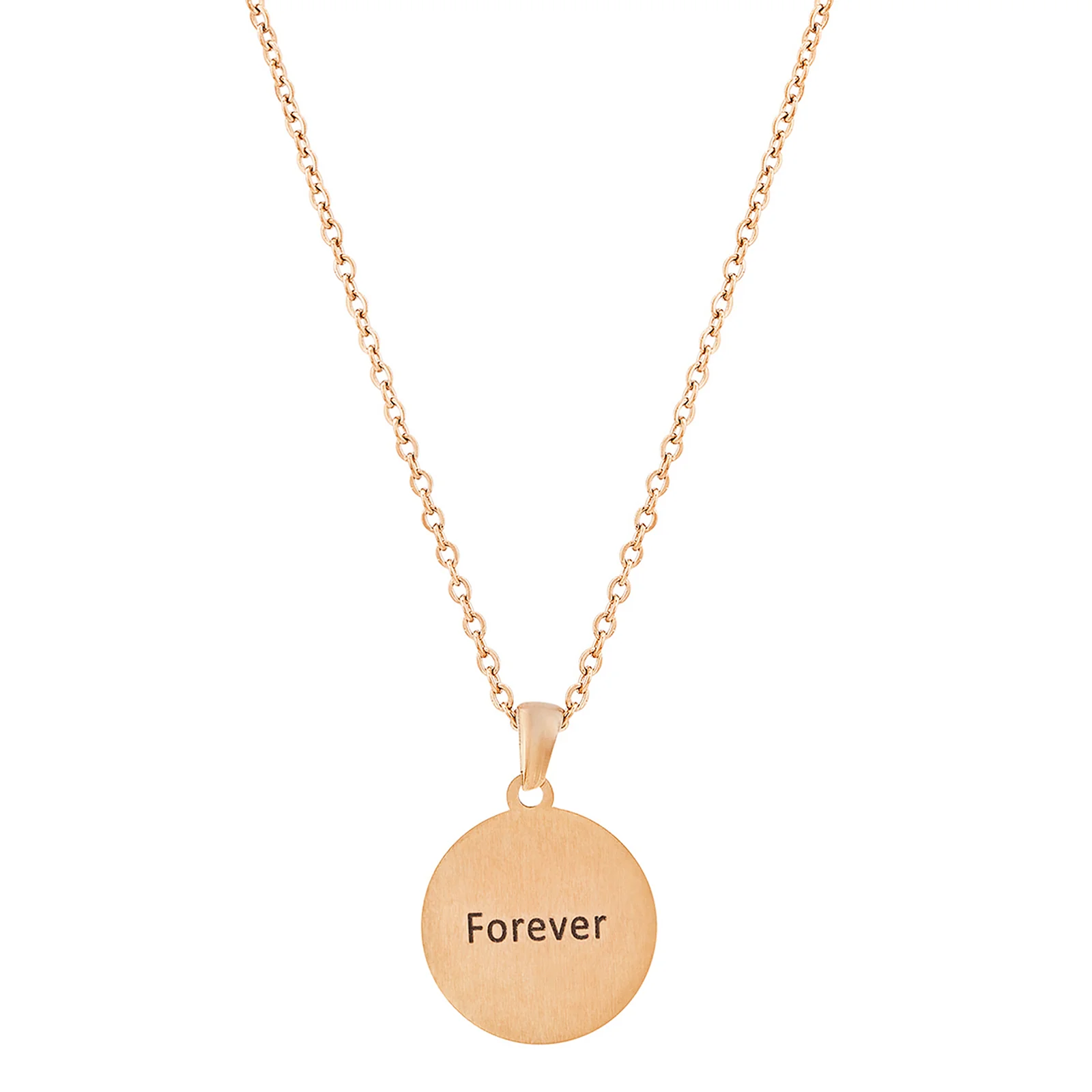 Forever Rose Gold Women's Round Mantra Necklace - Image 3