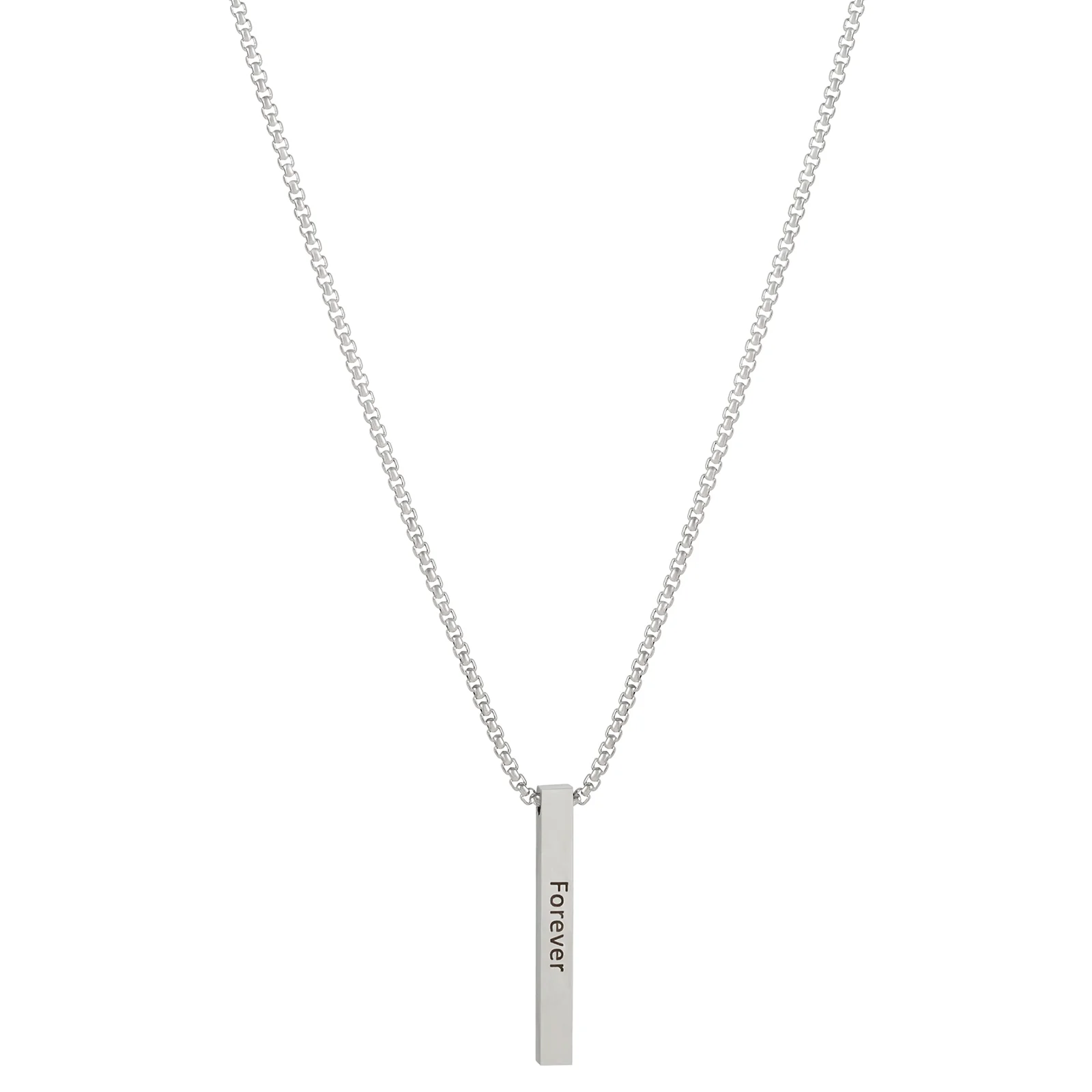 Forever Silver Men's Bar Mantra Necklace - Image 5