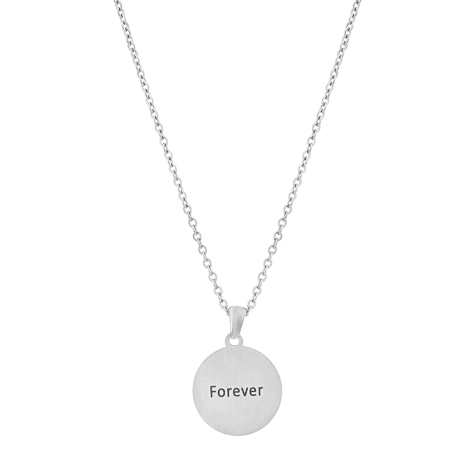 Forever Silver Women's Round Mantra Necklace - Image 4