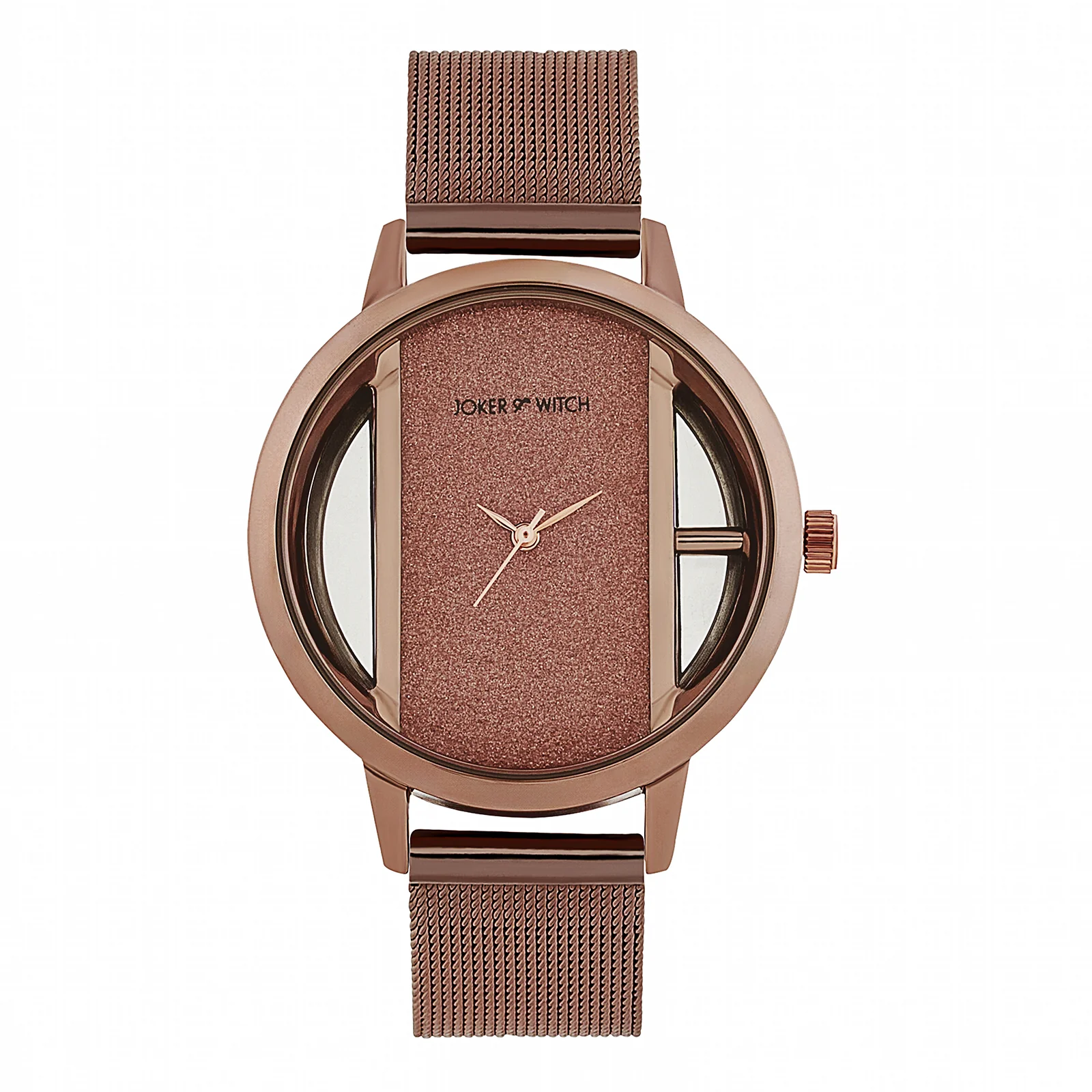 Futuristic Copper Large Glitter Dial Mesh Strap Women's Watch - Image 2