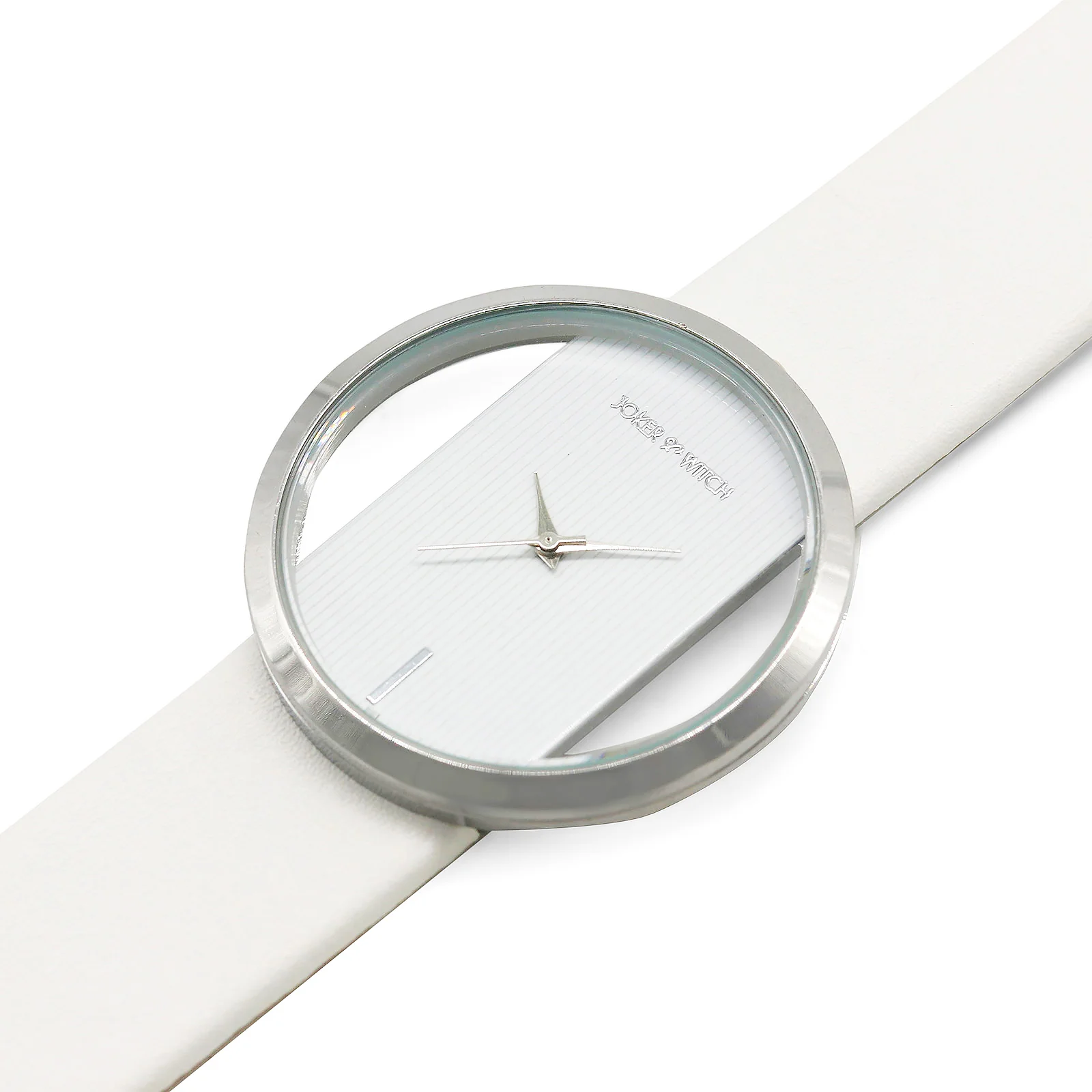 Futuristic Silver White Large Dial PU Strap Women's Watch - Image 2
