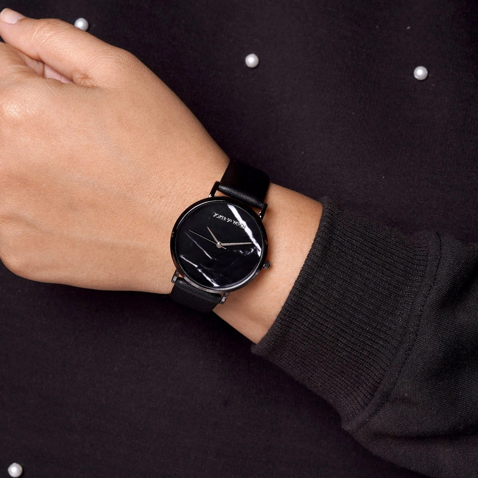 Giselle Black Medium Marble Dial PU Strap Women's Watch - Image 2