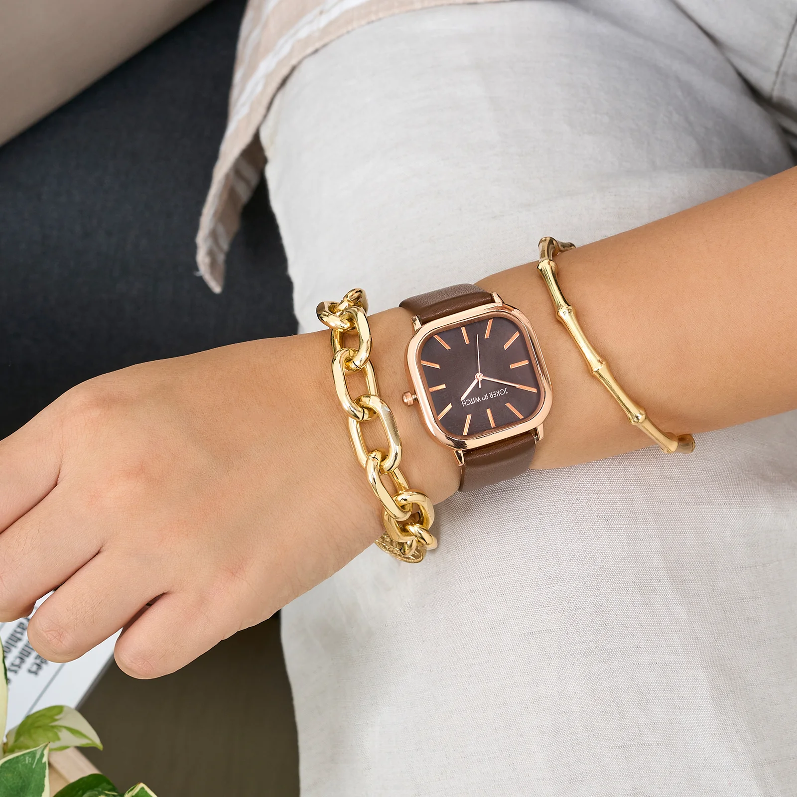 Gold Chocolatier Watch Bracelet Stack