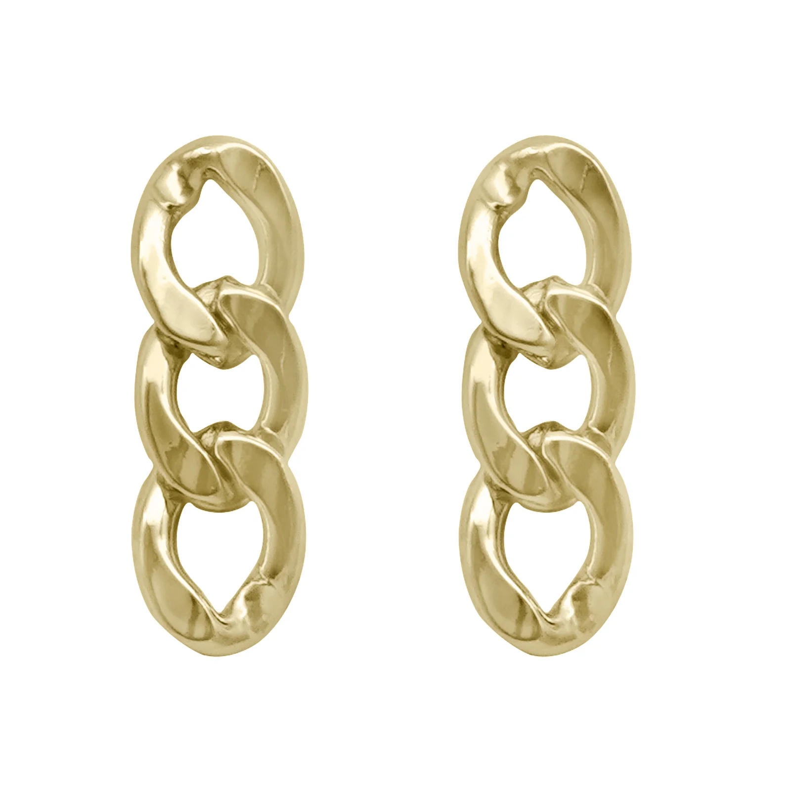 Gold Chunky Chain Link Earrings - Image 3