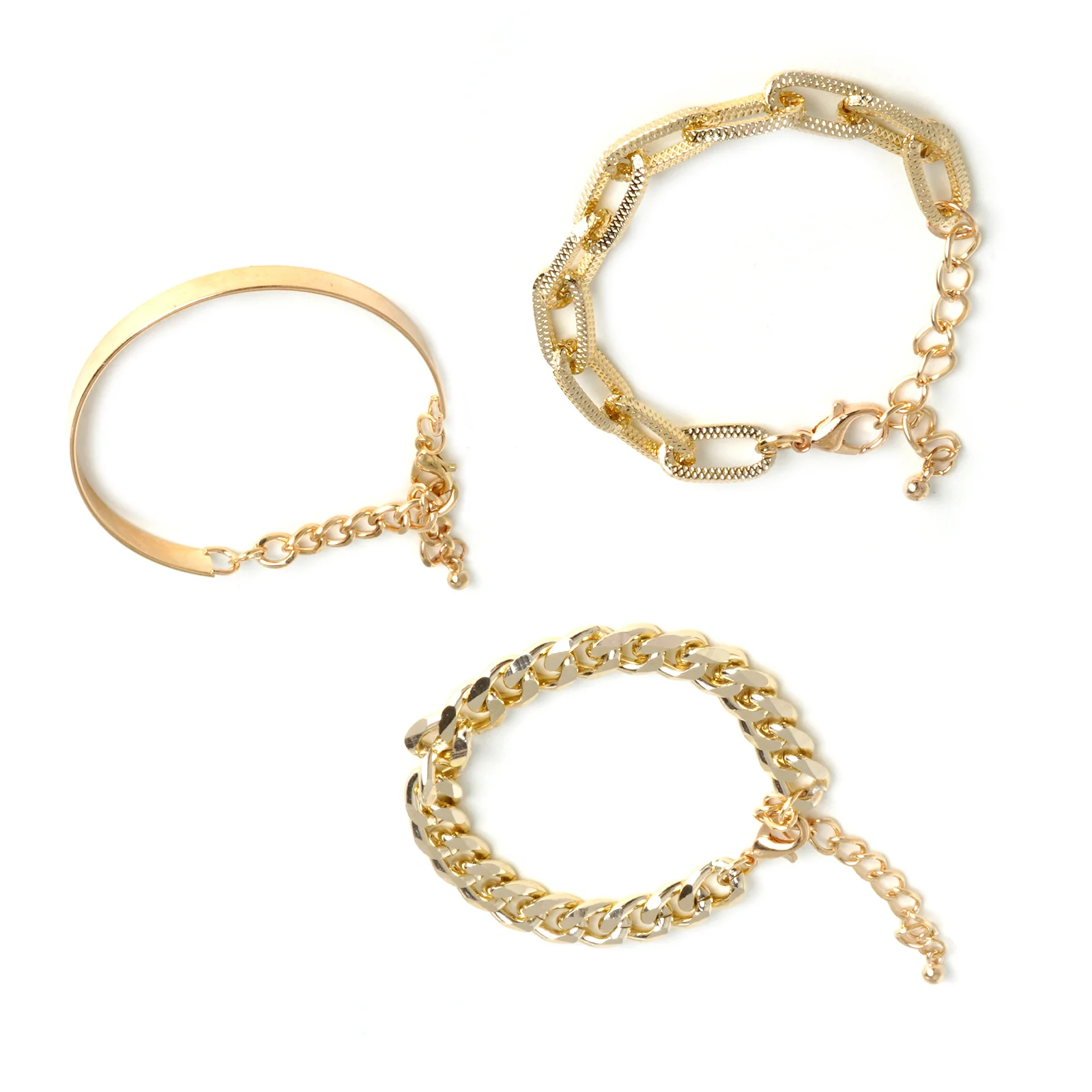 Gold Chunky Chain Link Set of 3 Bracelets - Image 8