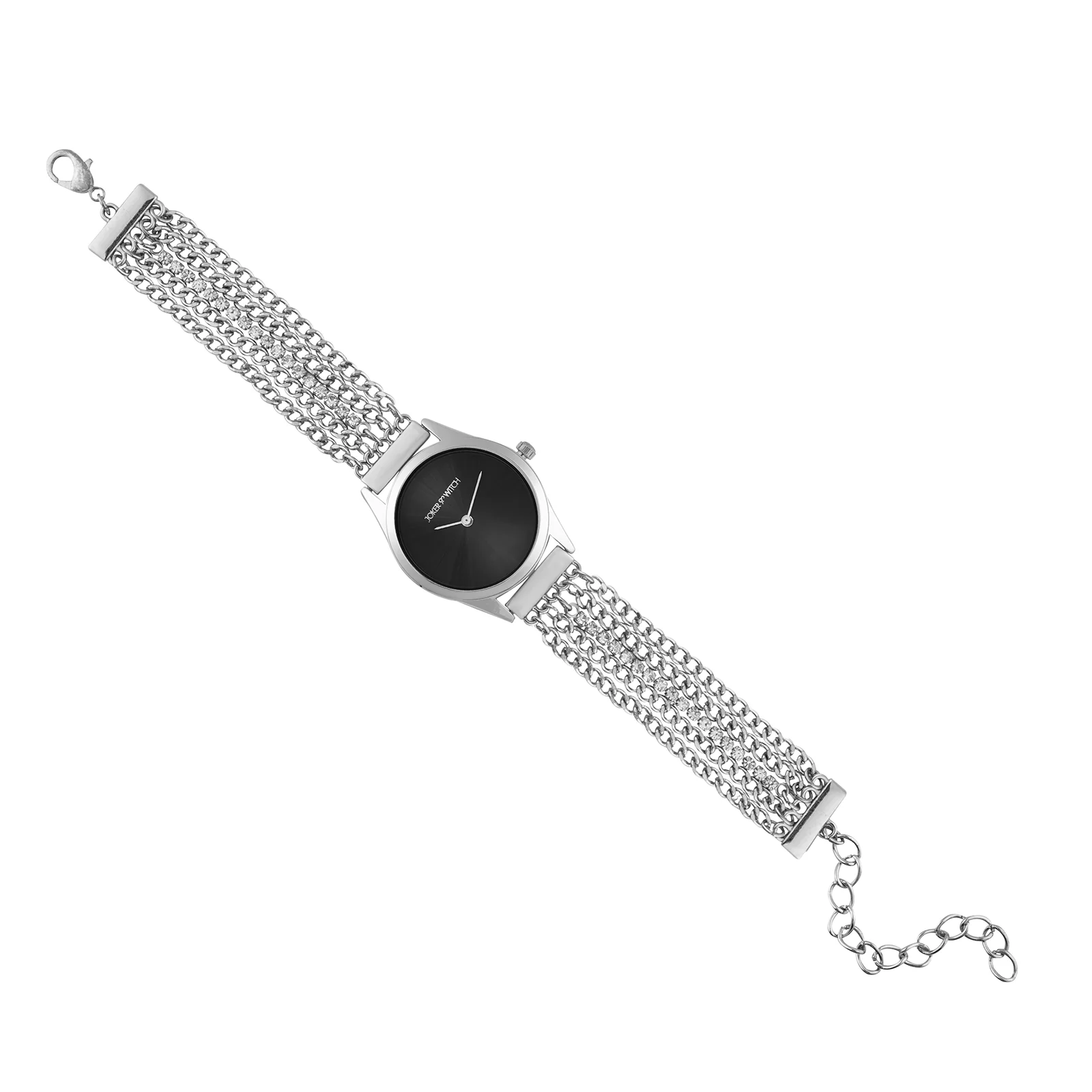 Haisley Black Small Dial Silver Chain Strap Women's Watch - Image 6