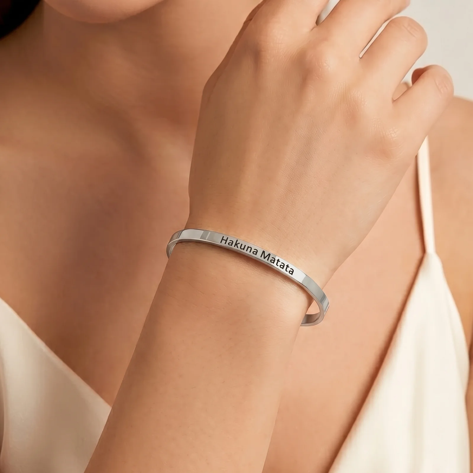 Hakuna Matata Silver Mantra Band - Image 2
