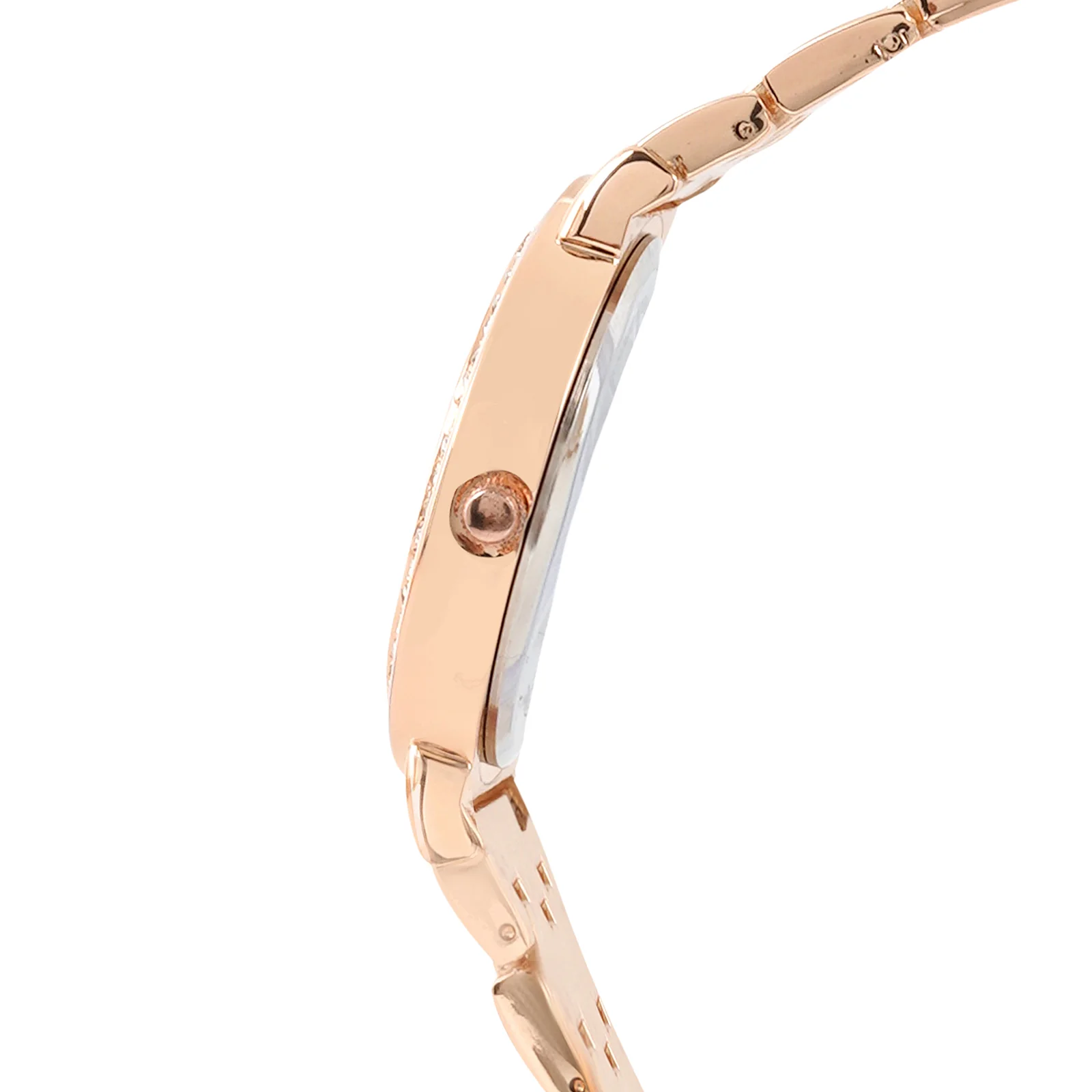 Halo Black Large Rhinestone Dial Rose Gold Linked Chain Strap Women's Watch - Image 5