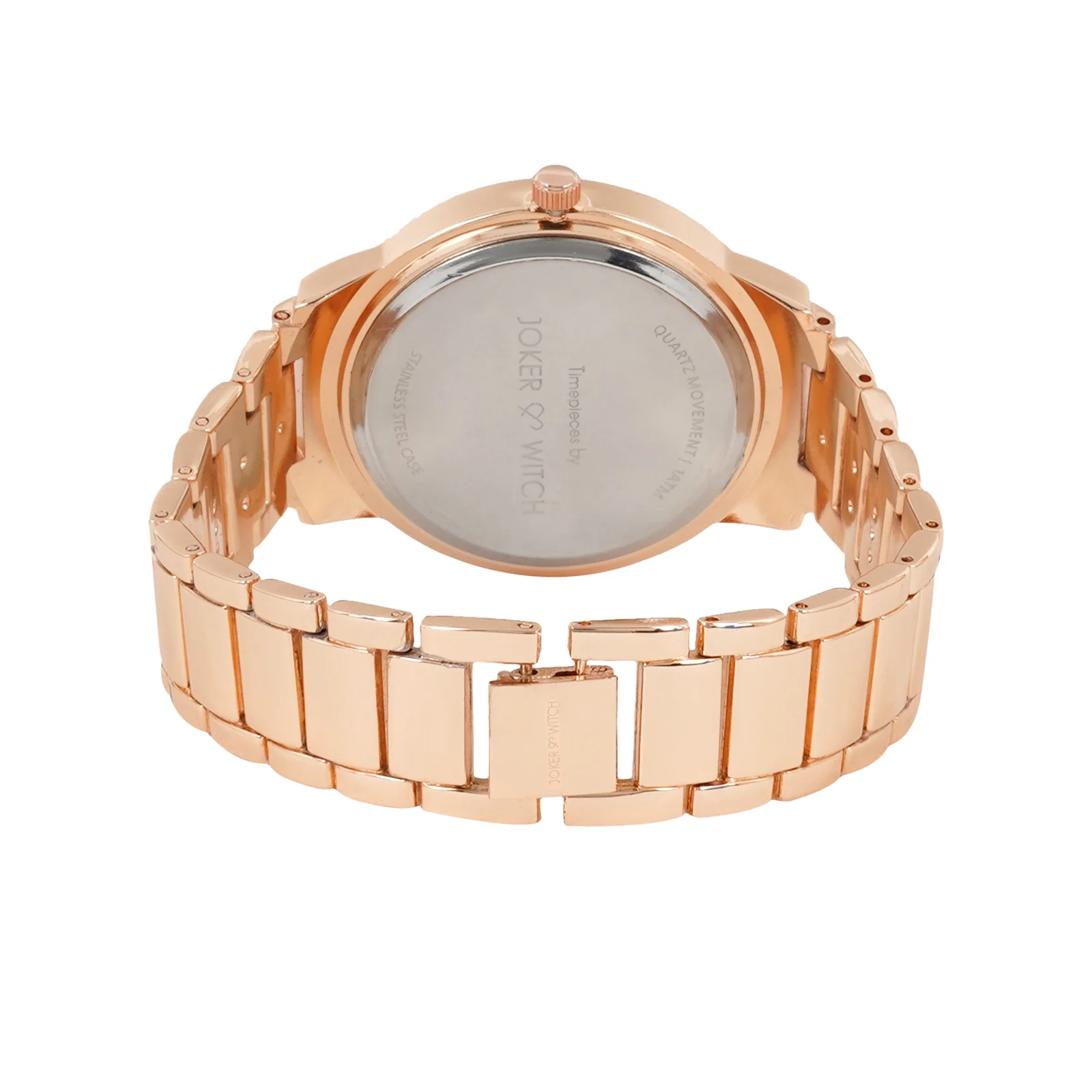 Halo Black Large Rhinestone Dial Rose Gold Linked Chain Strap Women's Watch - Image 6