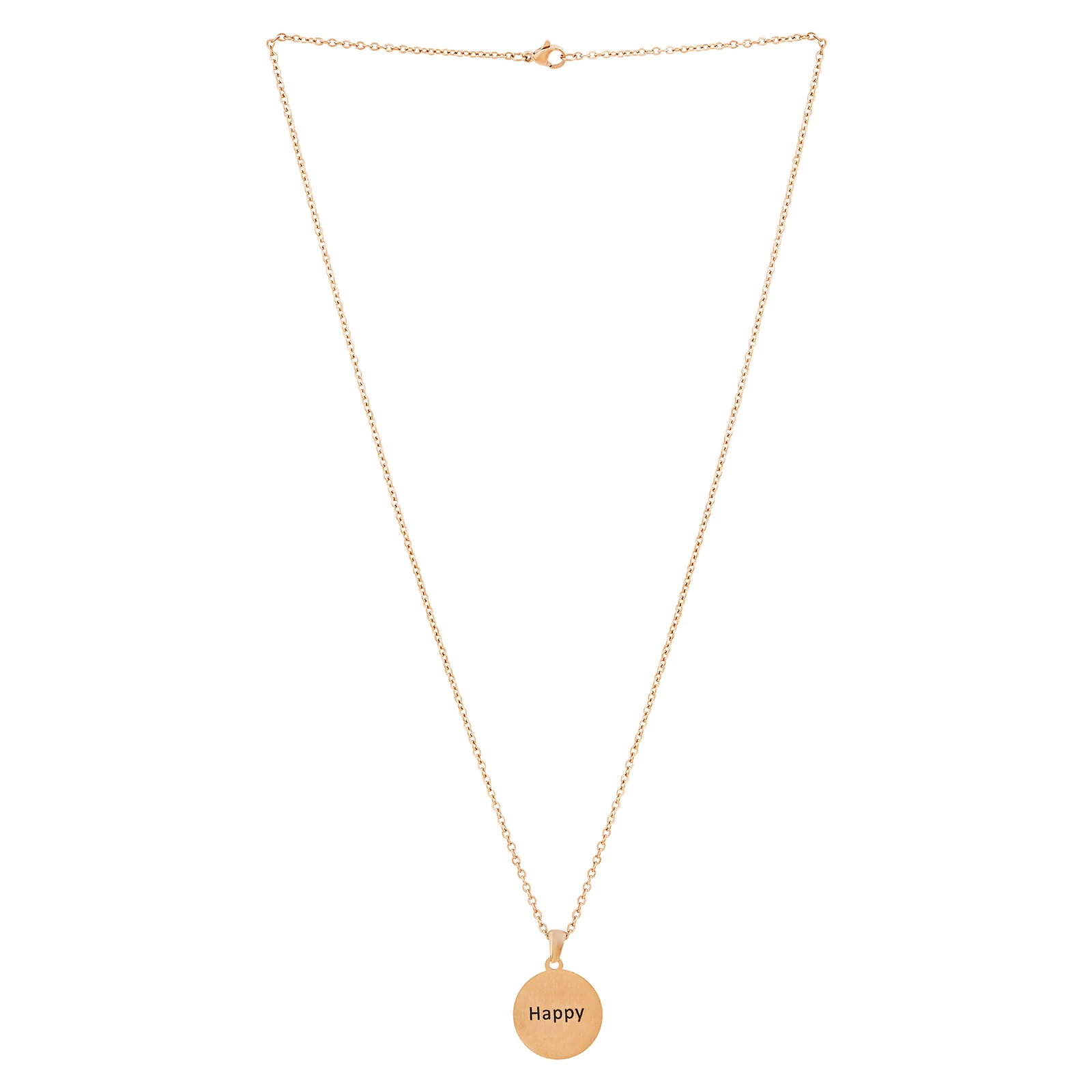 Happy Rose Gold Women's Round Mantra Necklace - Image 3