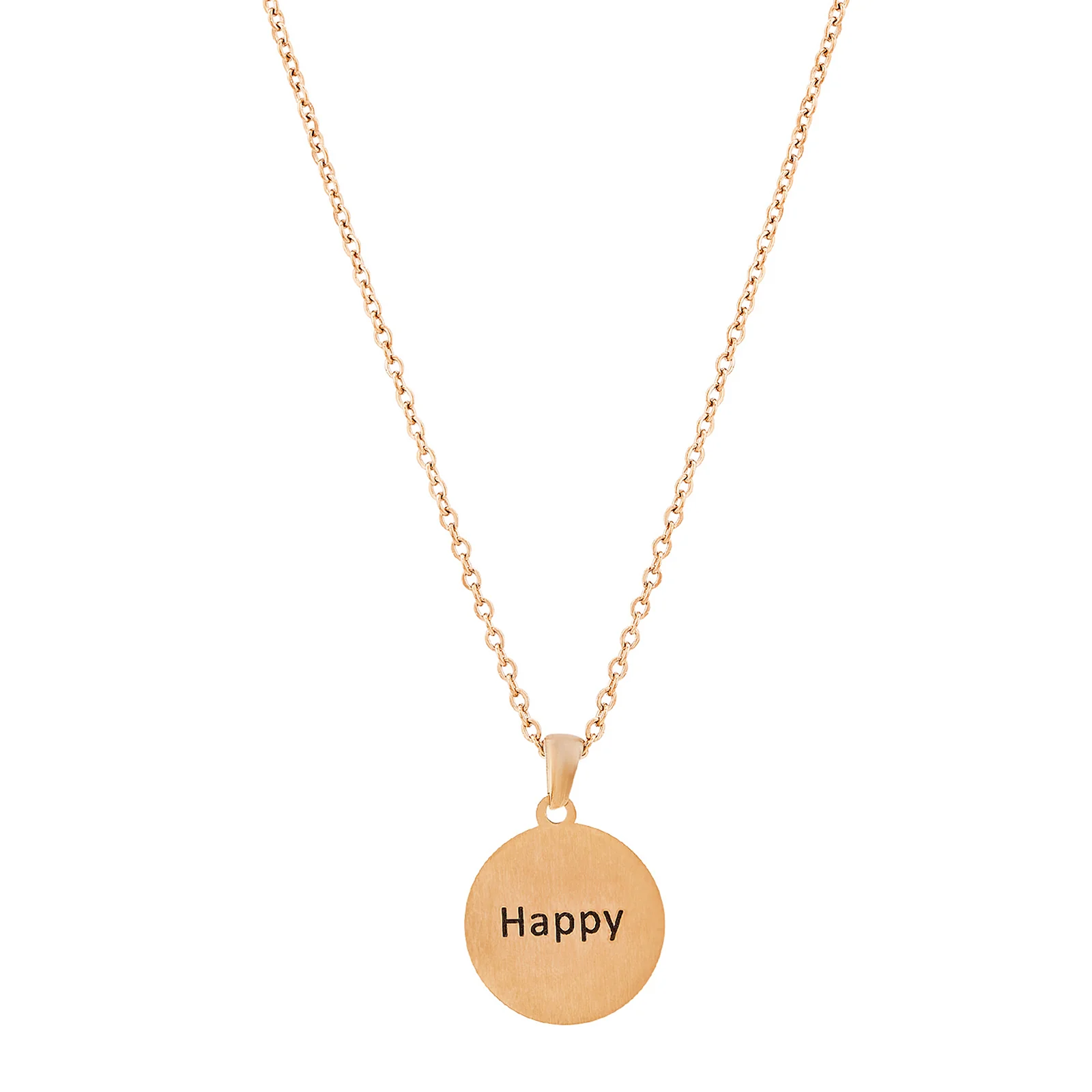 Happy Rose Gold Women's Round Mantra Necklace - Image 5