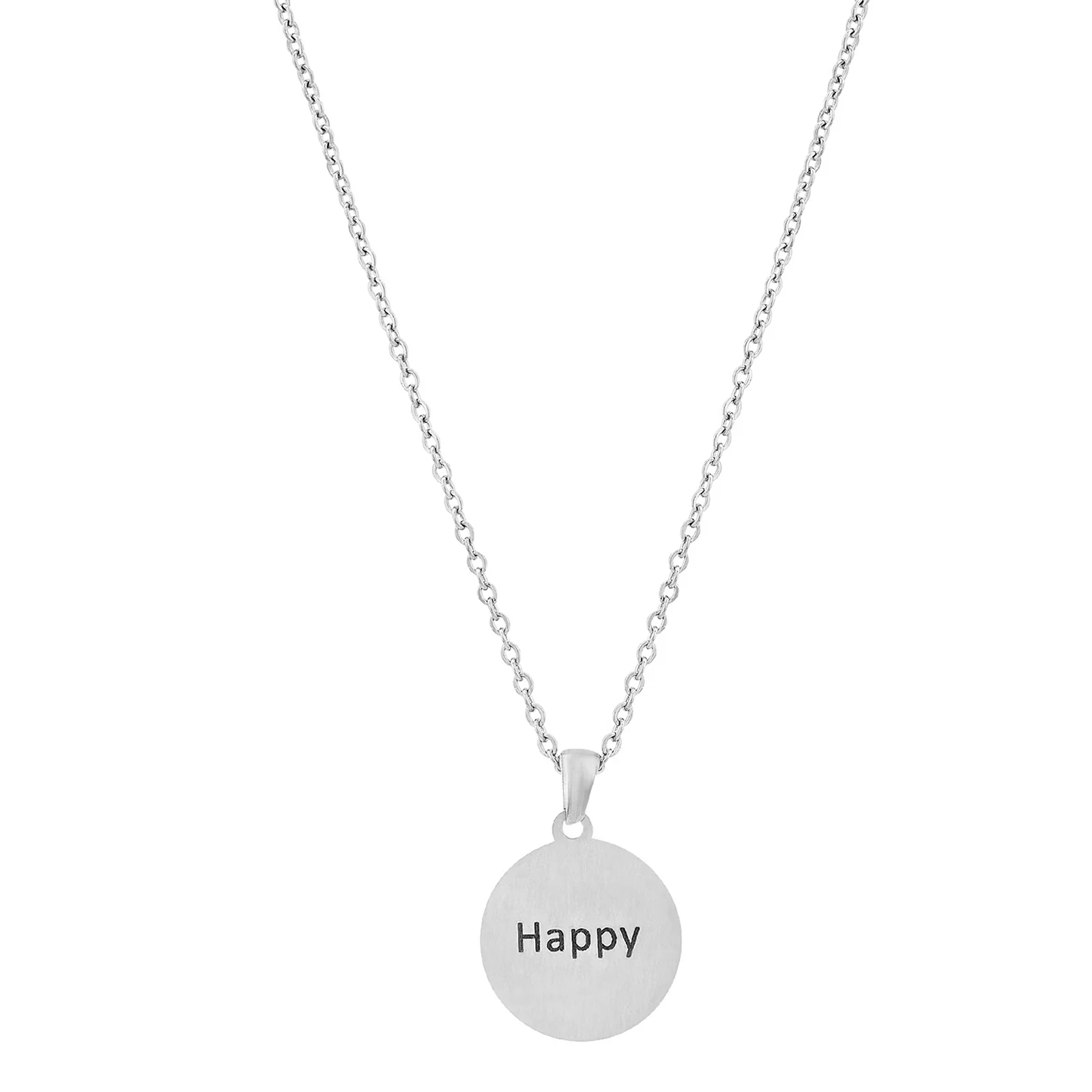 Happy Silver Women's Round Mantra Necklace - Image 5