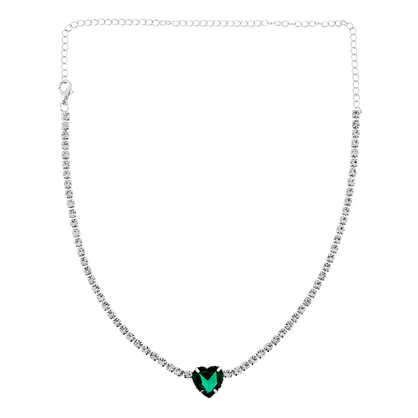 Heartlet Green stone Silver Necklace - Image 4