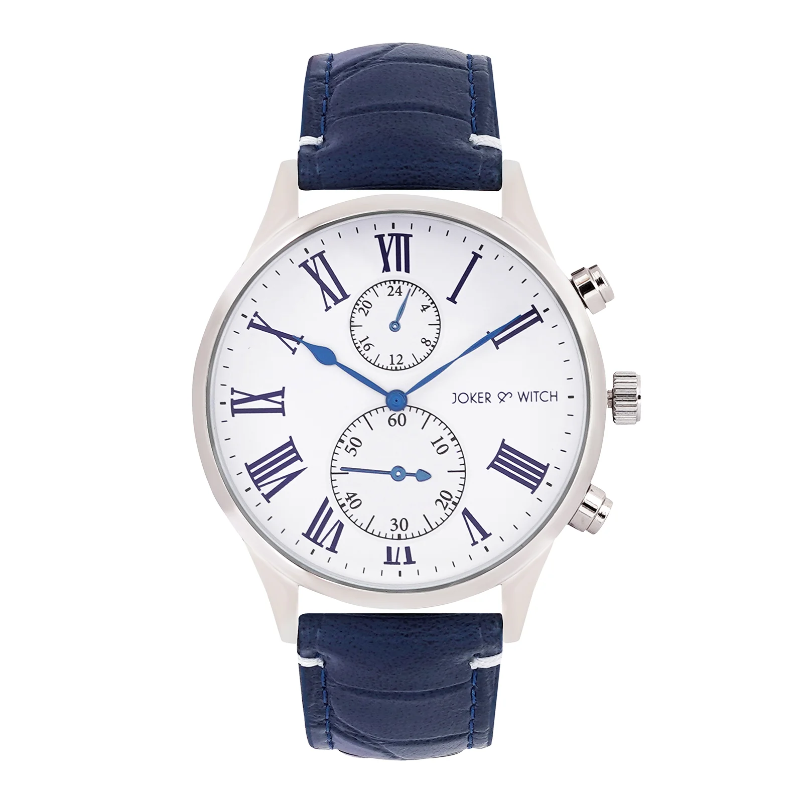 Heisler White Large Dial Blue PU Strap Men's Watch