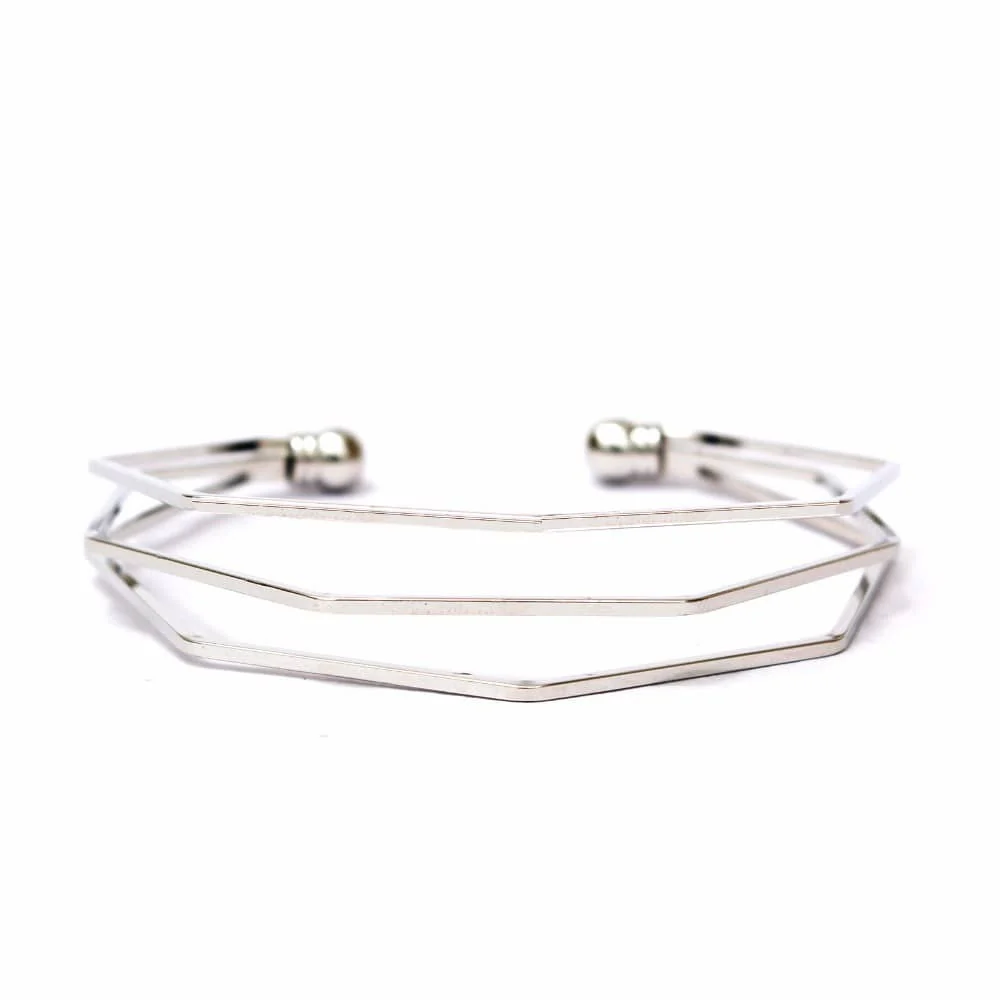 Hexagon Silver Bracelet - Image 2