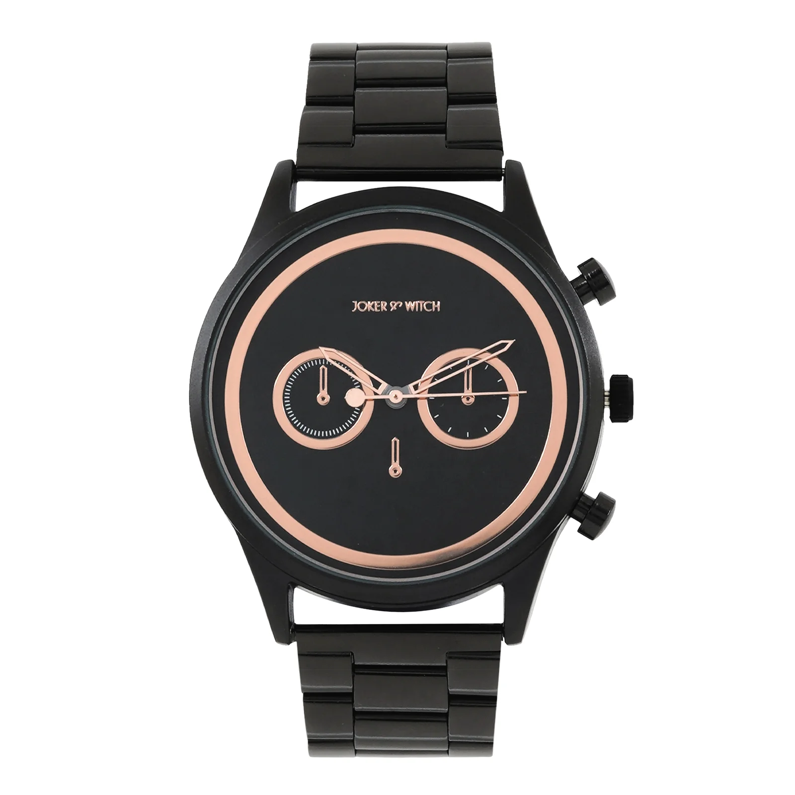 Hudson Black XLarge Dial Gunmetal Linked Chain Strap Men's Watch
