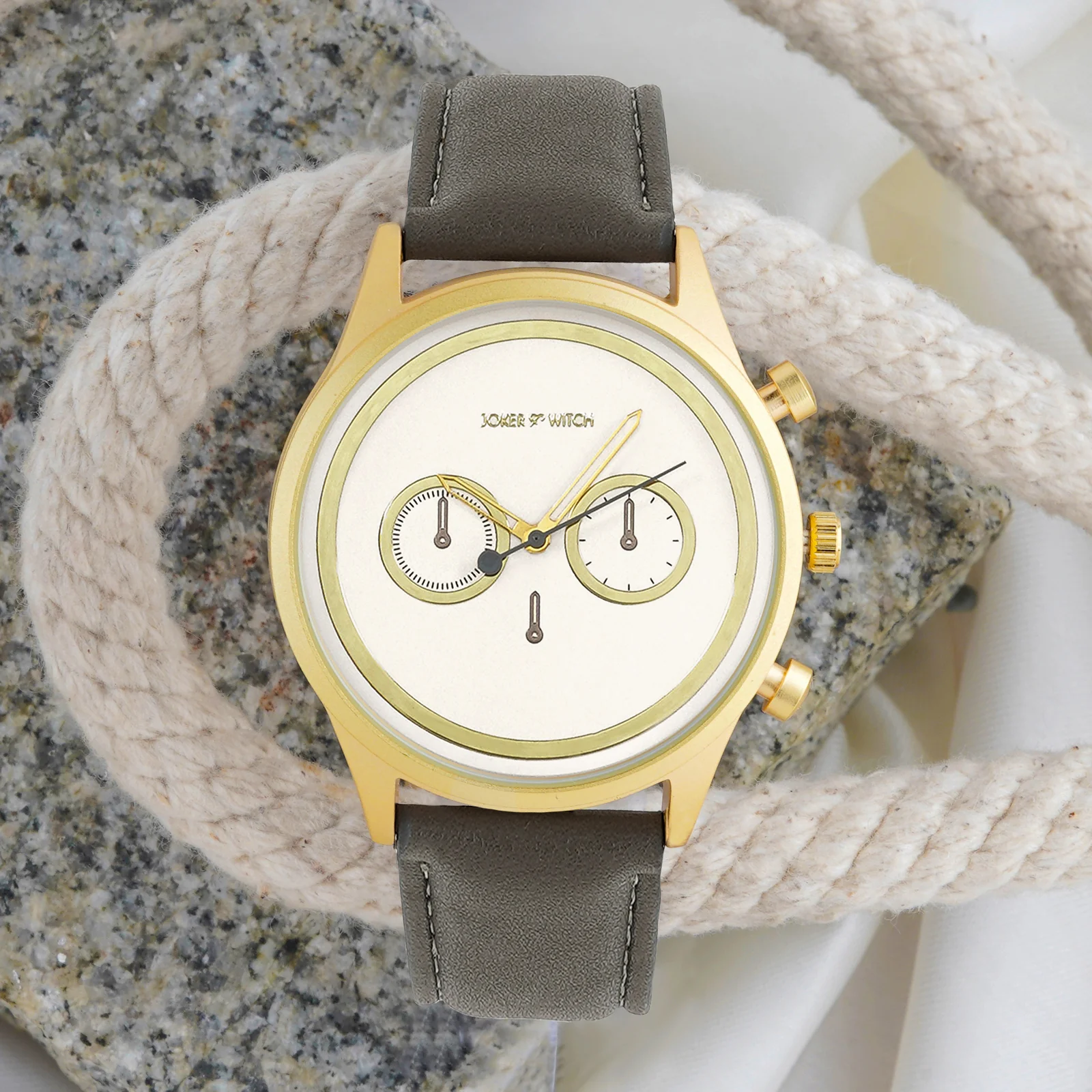 Hudson White XLarge Dial Grey PU Strap Men's Watch - Image 2