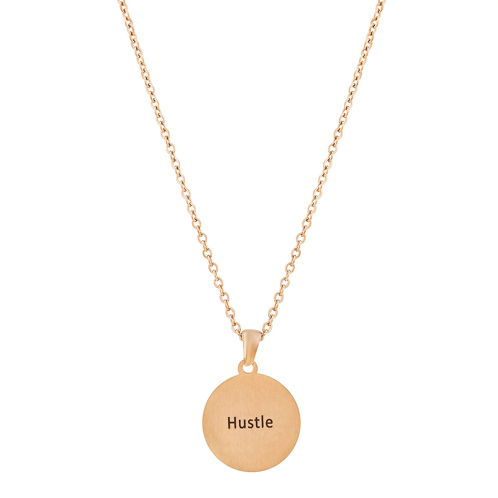 Hustle Rose Gold Women's Round Mantra Necklace - Image 4