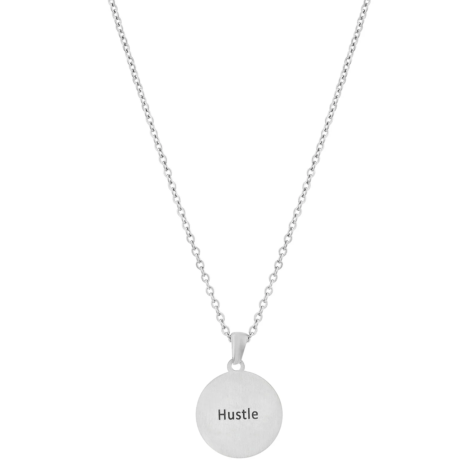 Hustle Silver Women's Round Mantra Necklace - Image 4