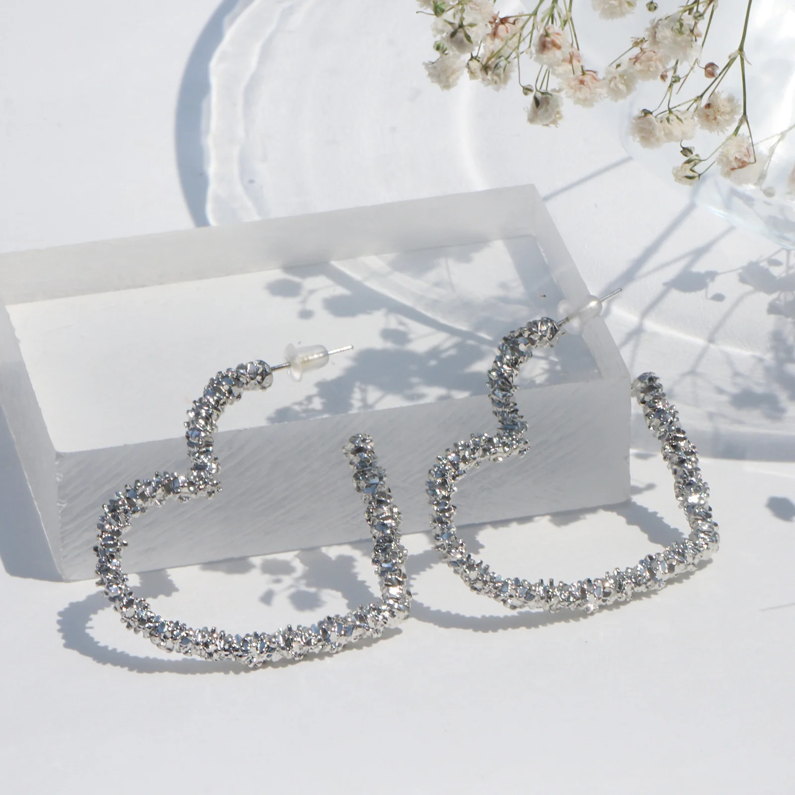 I Heart You Silver Bling Earrings
