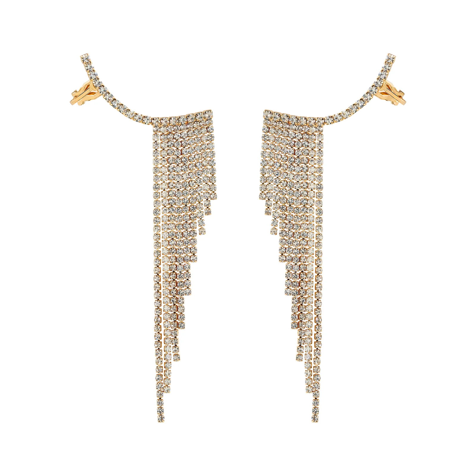 Ice Princess Gold Bling Tassel Earrings - Image 3