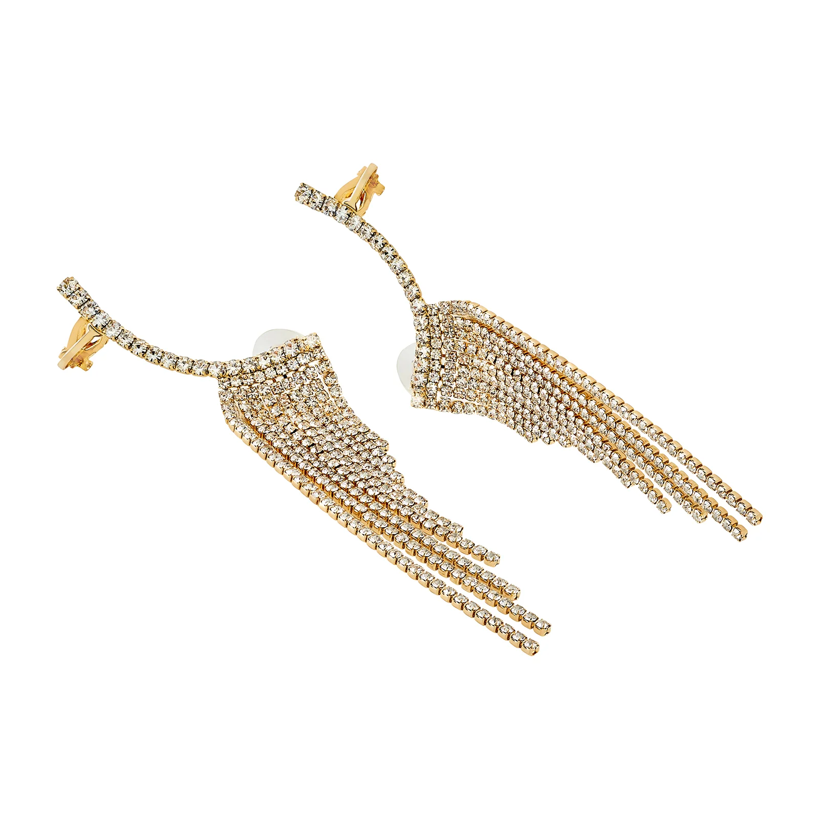 Ice Princess Gold Bling Tassel Earrings - Image 4