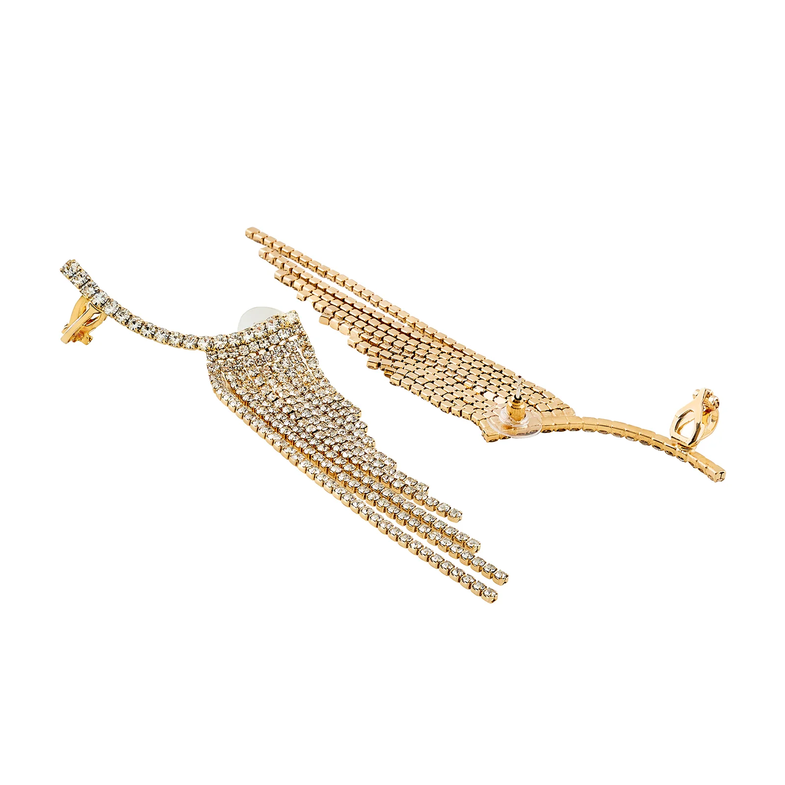 Ice Princess Gold Bling Tassel Earrings - Image 5