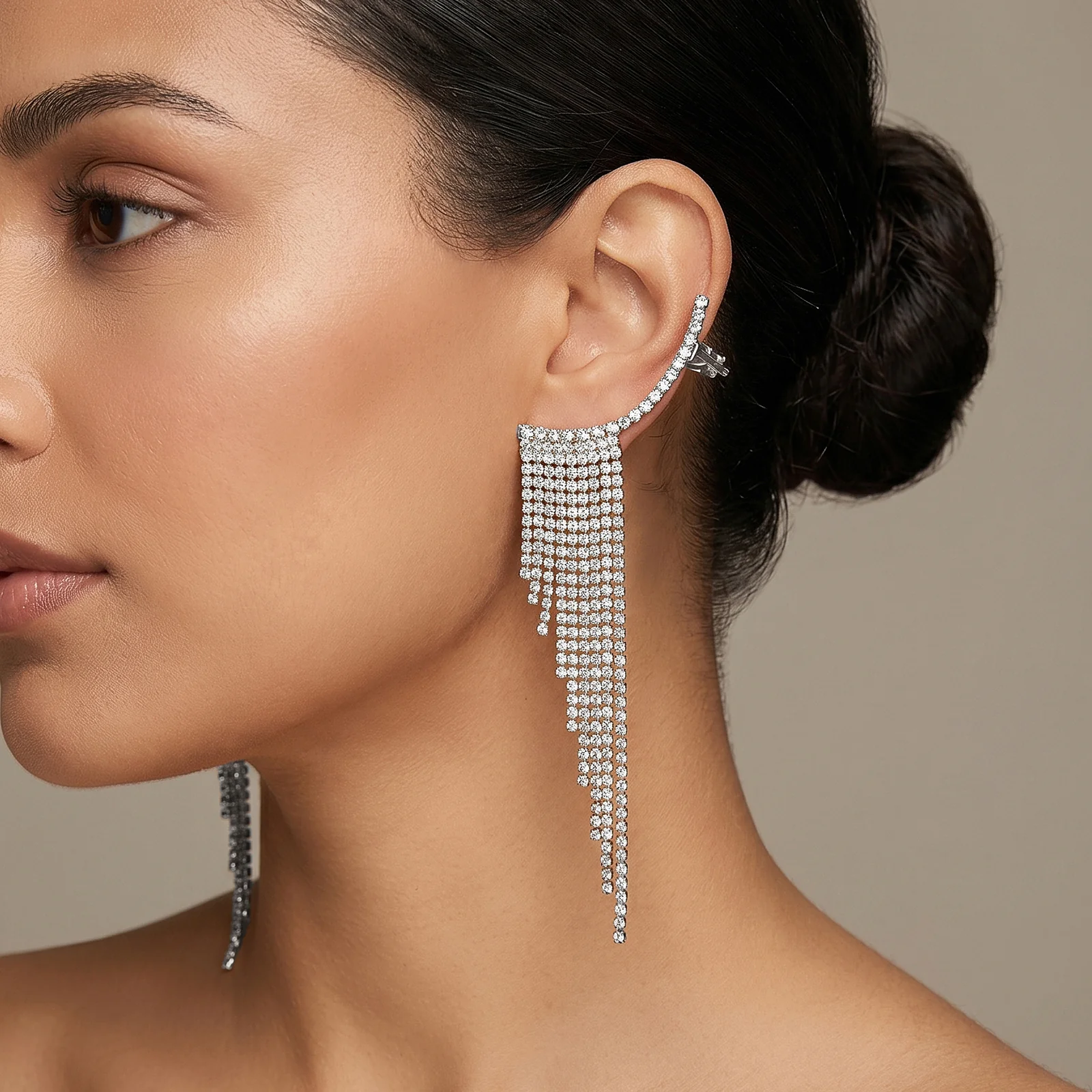 Ice Princess Silver Bling Tassel Earrings
