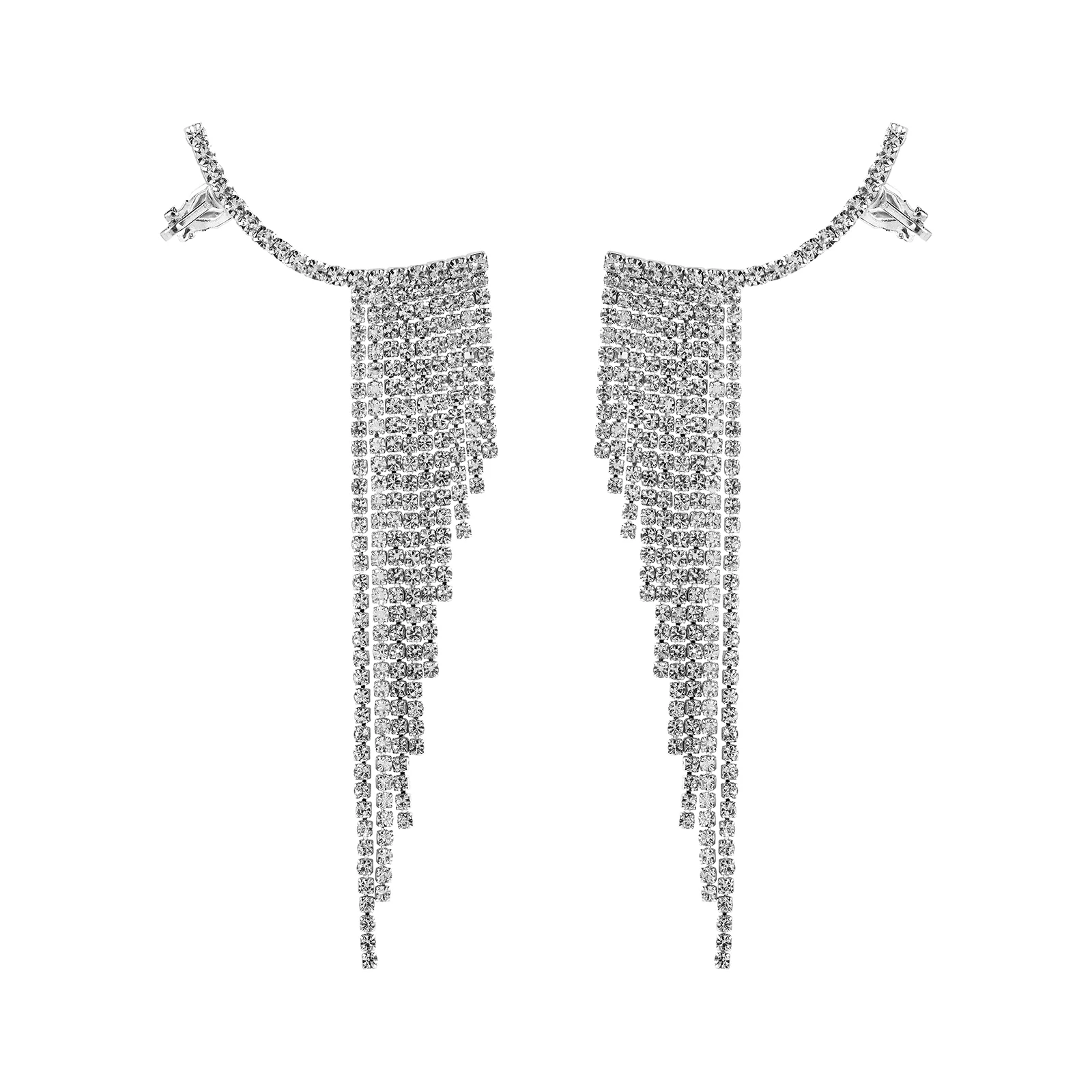 Ice Princess Silver Bling Tassel Earrings - Image 3