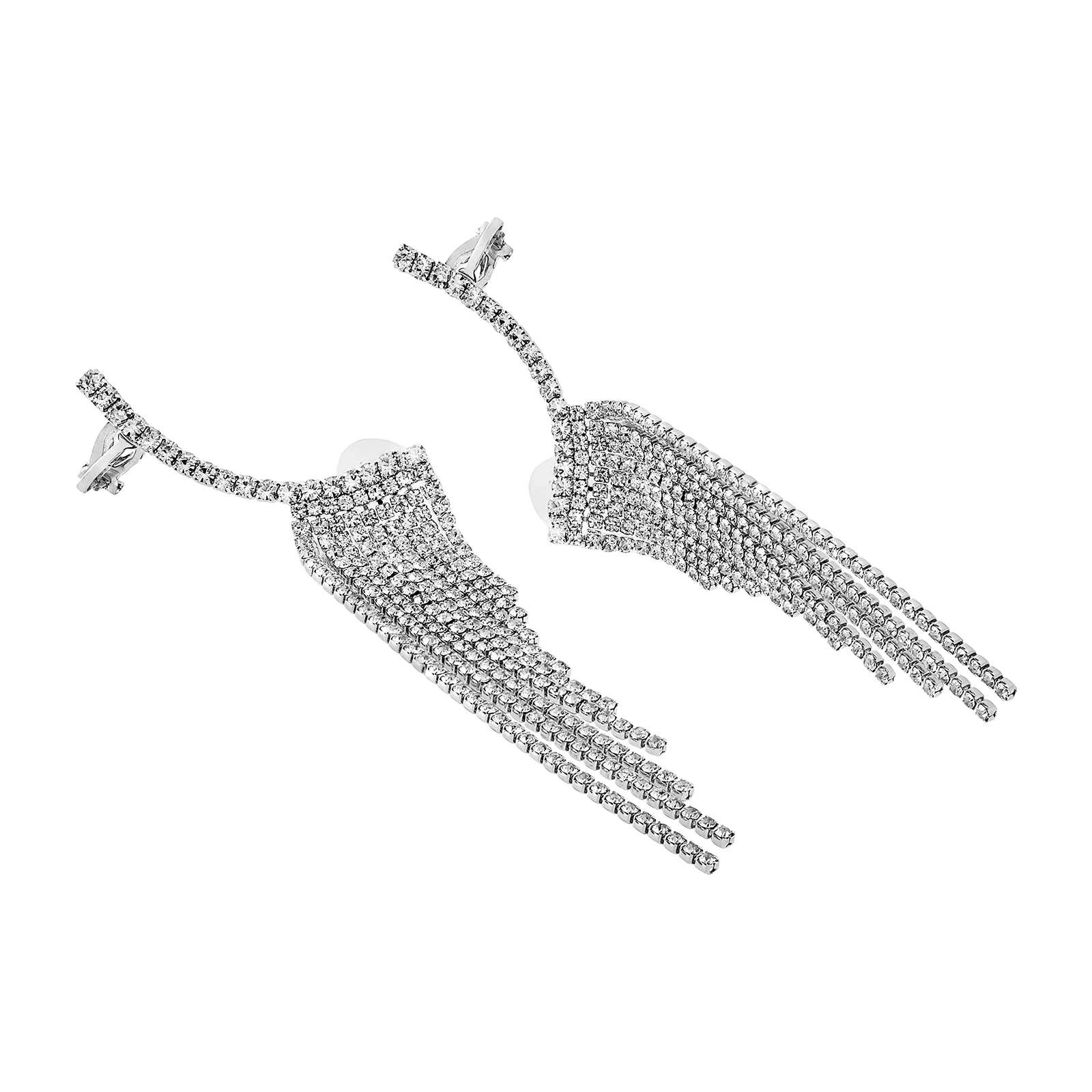 Ice Princess Silver Bling Tassel Earrings - Image 4