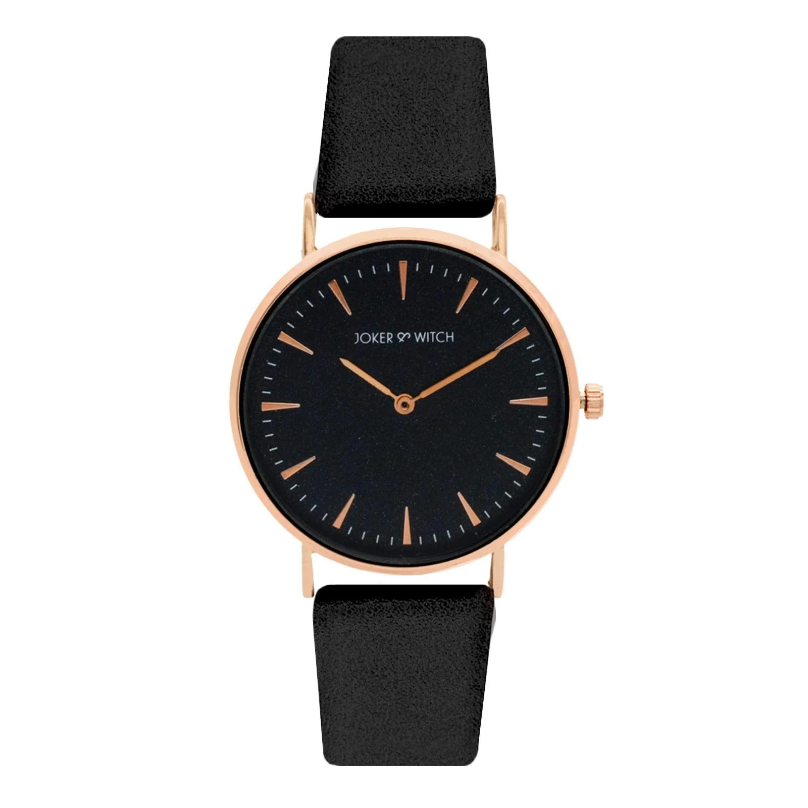 Ines Rose Gold Black Medium Dial PU Strap Women's Watch