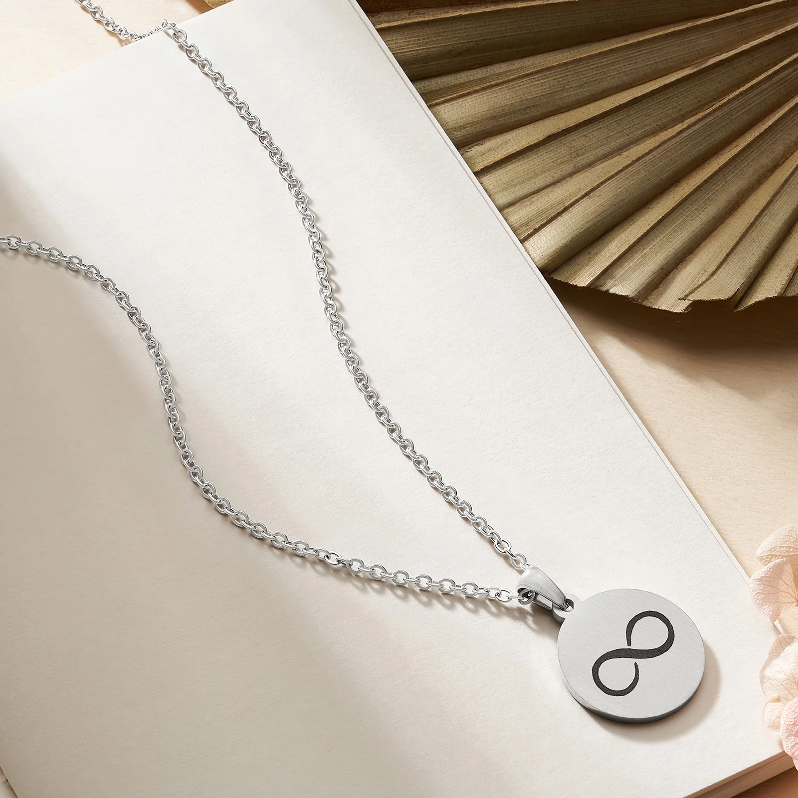 Infinity Silver Women's Round Mantra Necklace