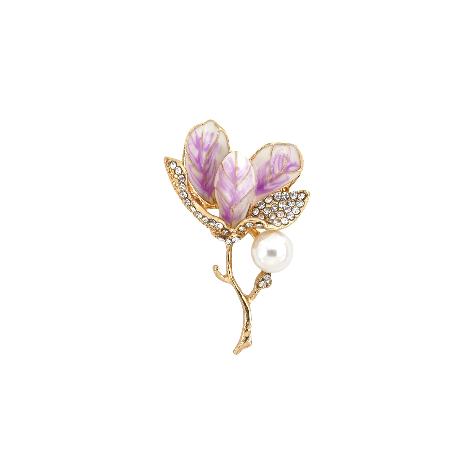 Irie Pink Tulip Rhinestone Brooch - Image 3