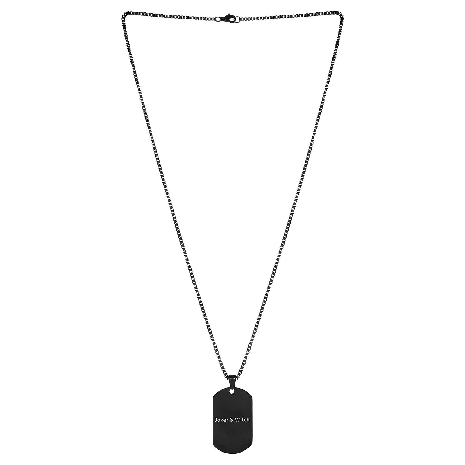 Joker & Witch Black Men's Curve Tag Mantra Necklace - Image 3
