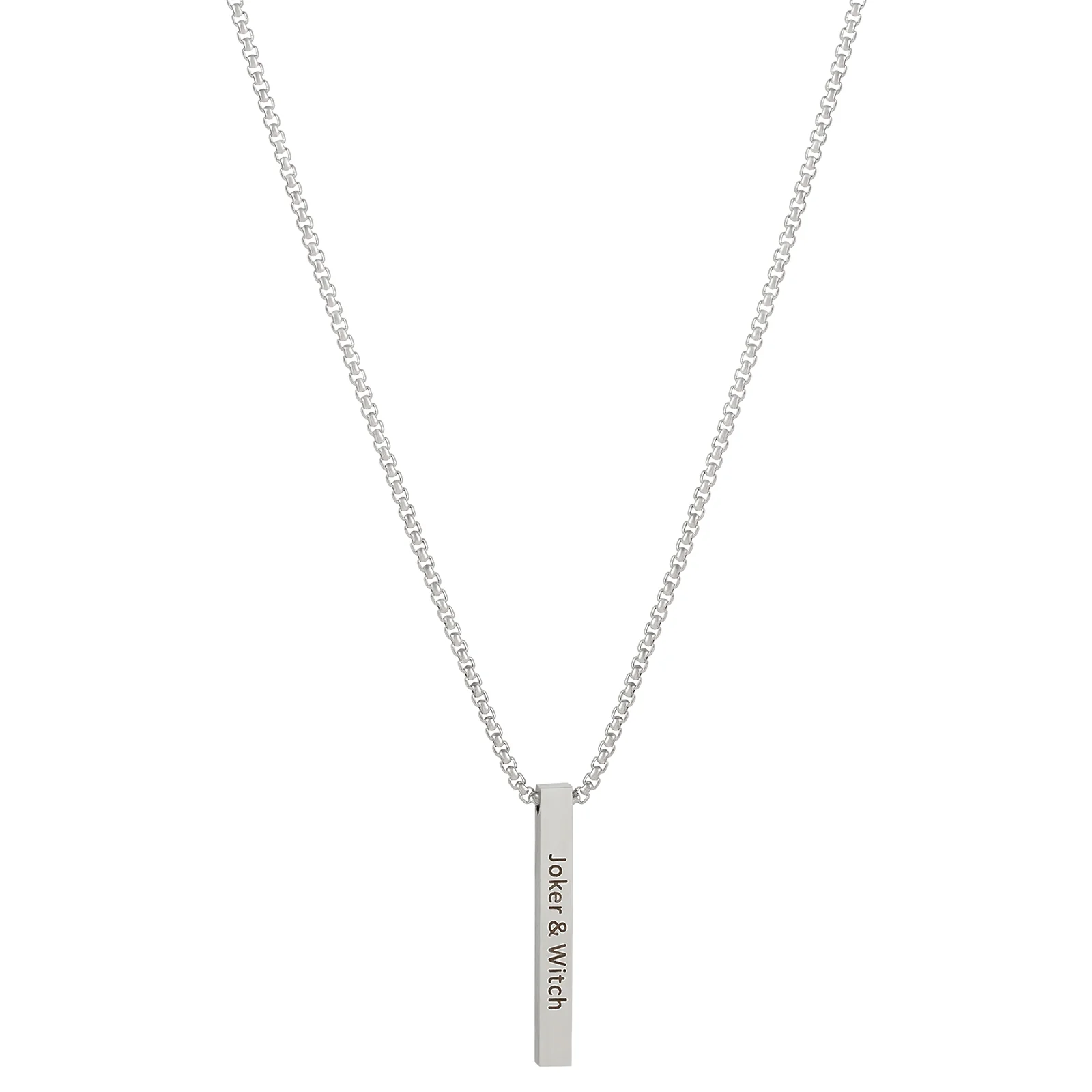 Joker & Witch Silver Men's Bar Mantra Necklace - Image 5