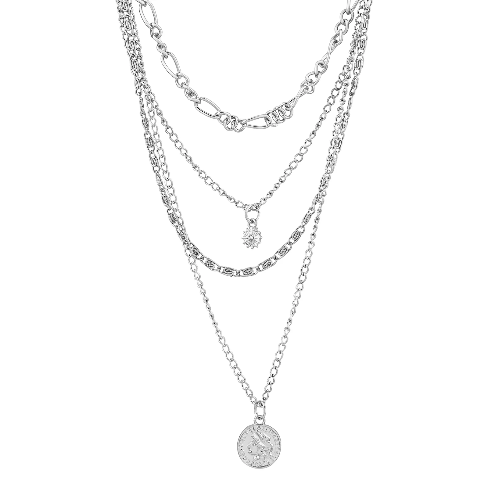 Joveline Layered Silver Seashells Necklace - Image 4