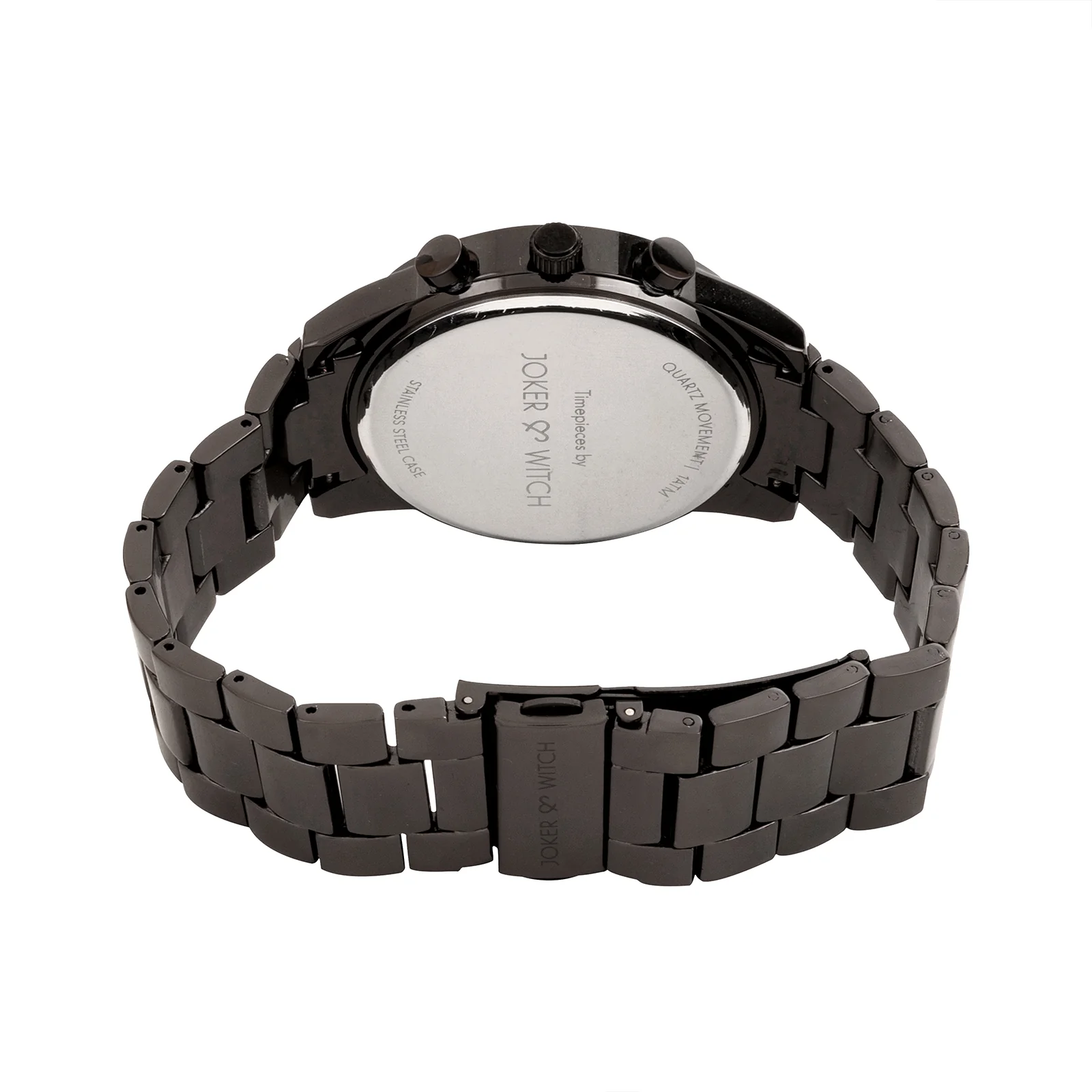 Kasdan Black Large Dial Gunmetal Linked Chain Strap Men's Watch - Image 6