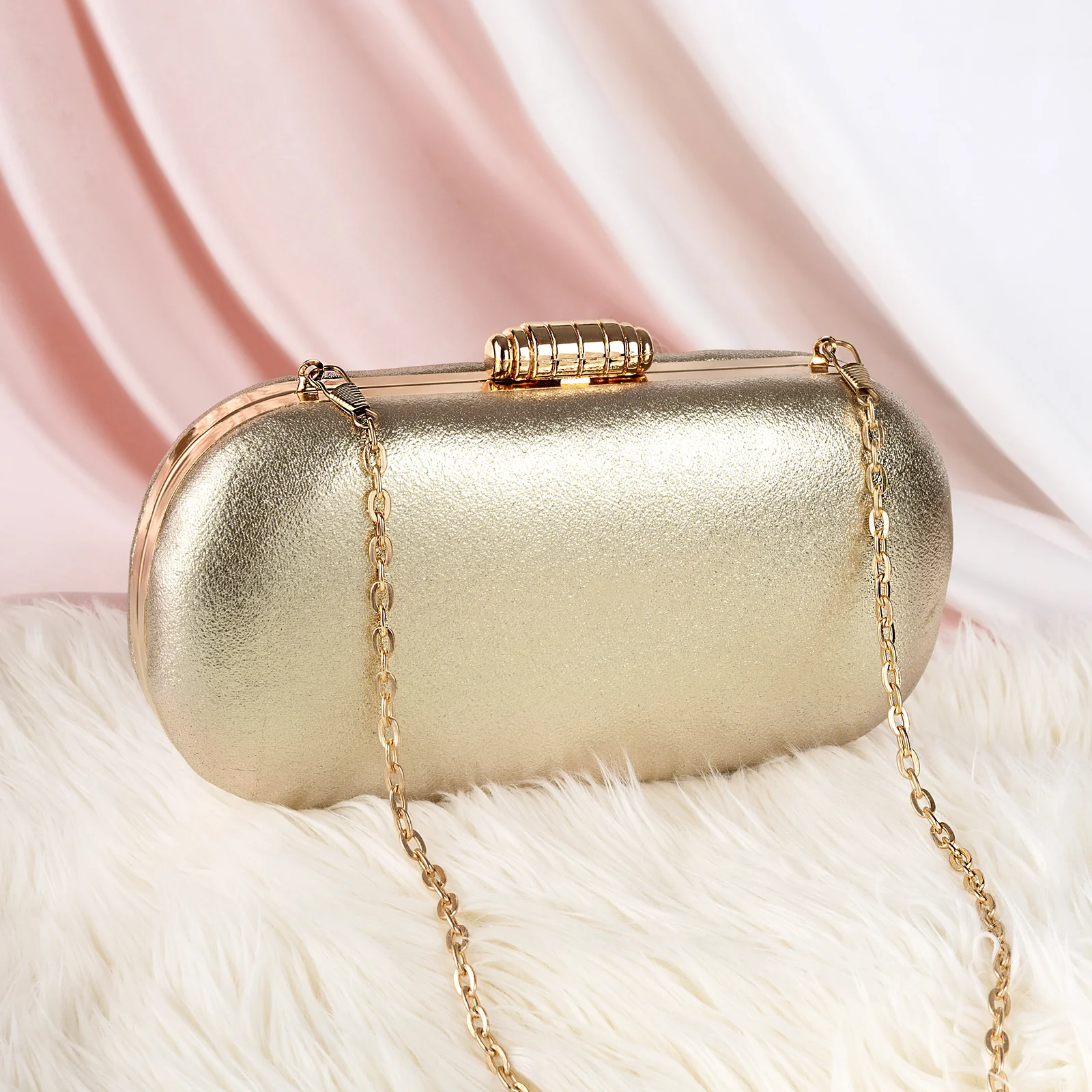 Kathleen Shimmery Gold Metallic Clutch - Image 2