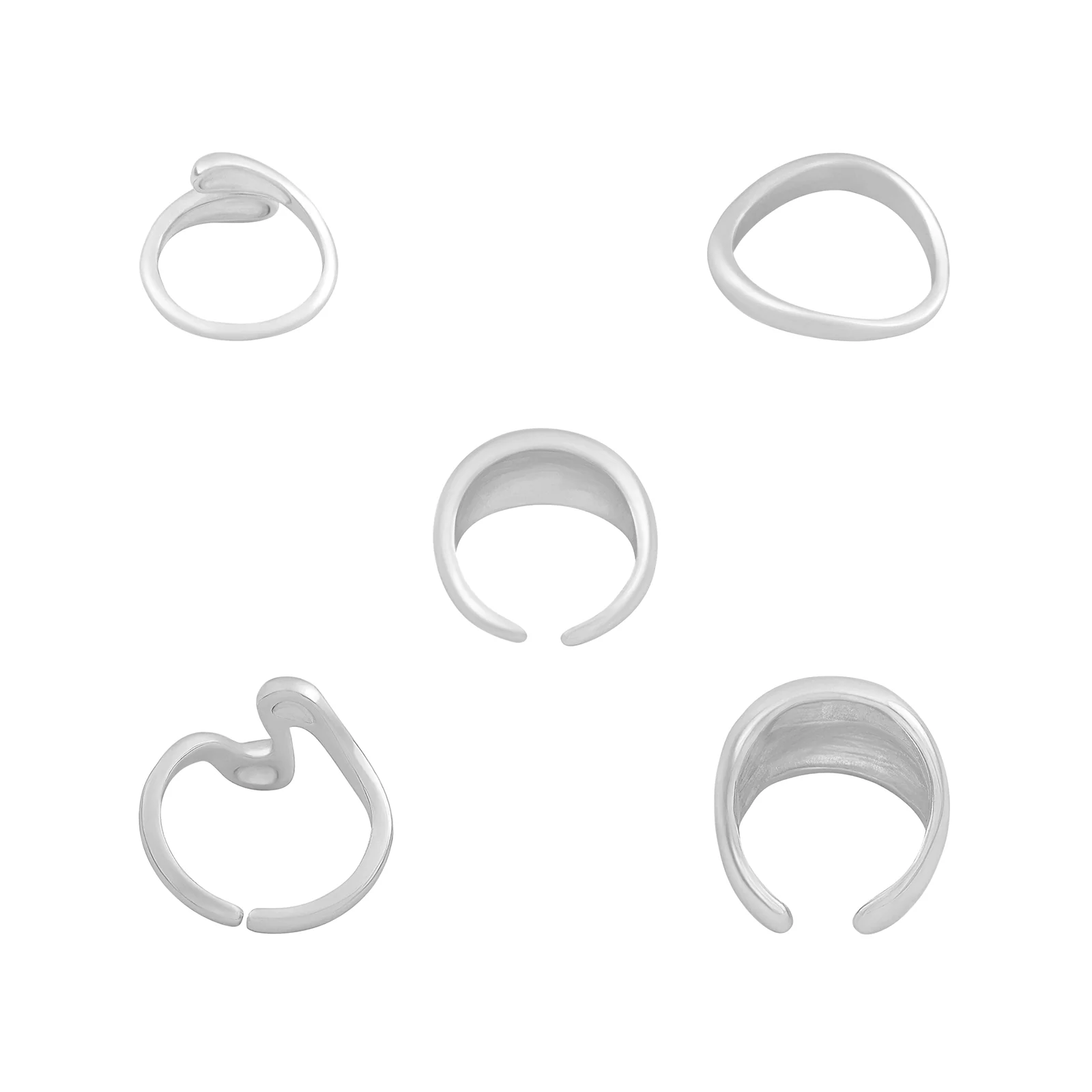 Kazura Molten Pearl Set of 5 Silver Rings - Image 5