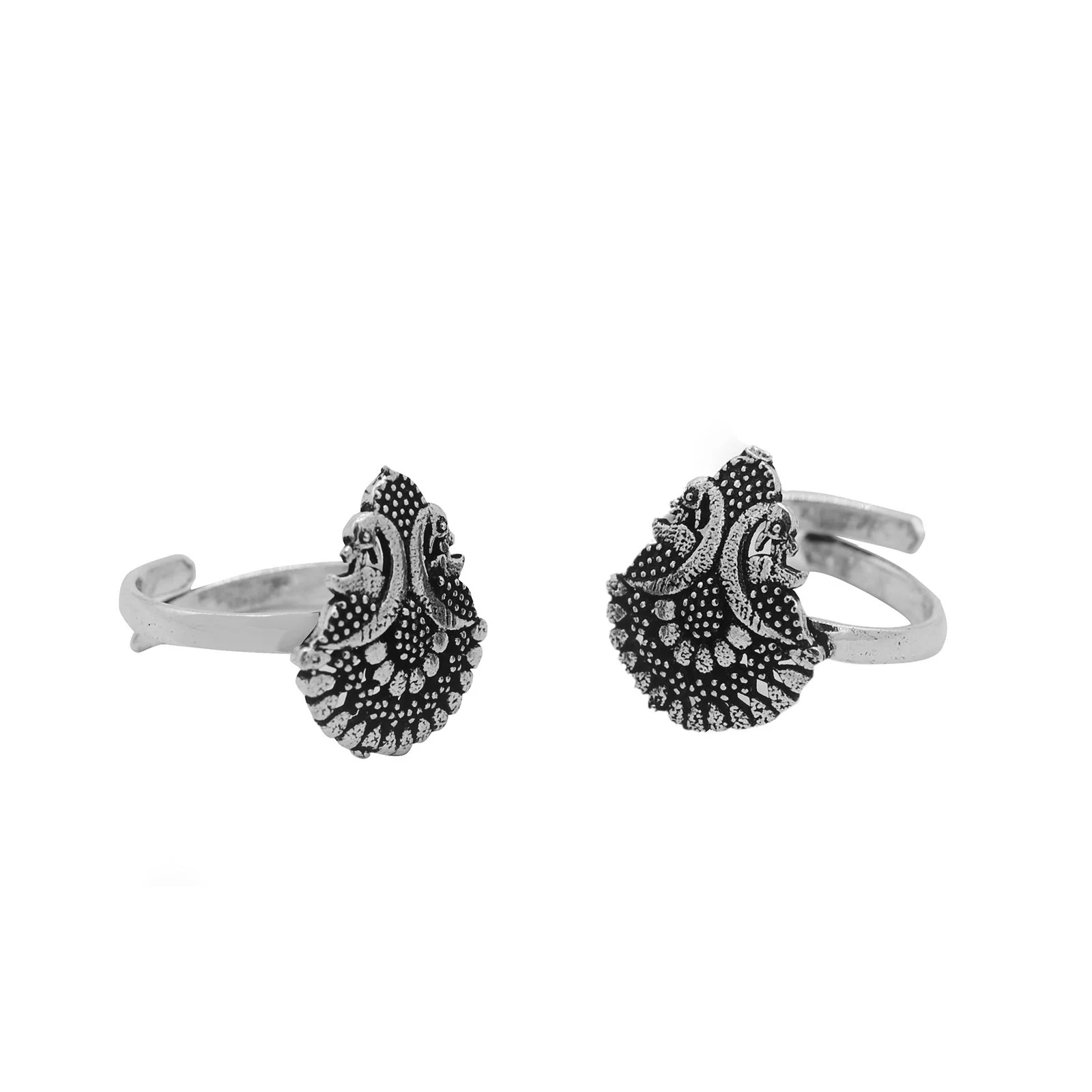 Kshtriya Peacock Silver Oxidized Toe rings - Image 3