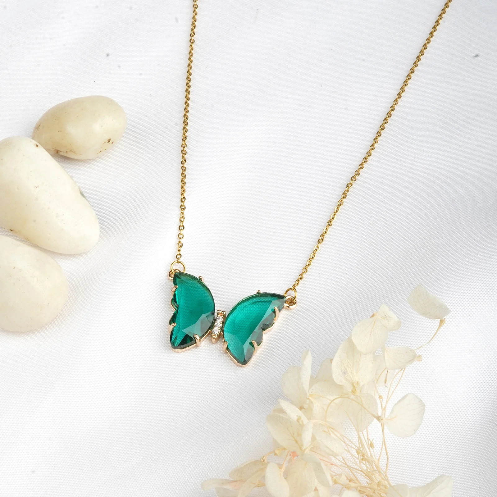 Lainey Green Butterfly Necklace - Image 2