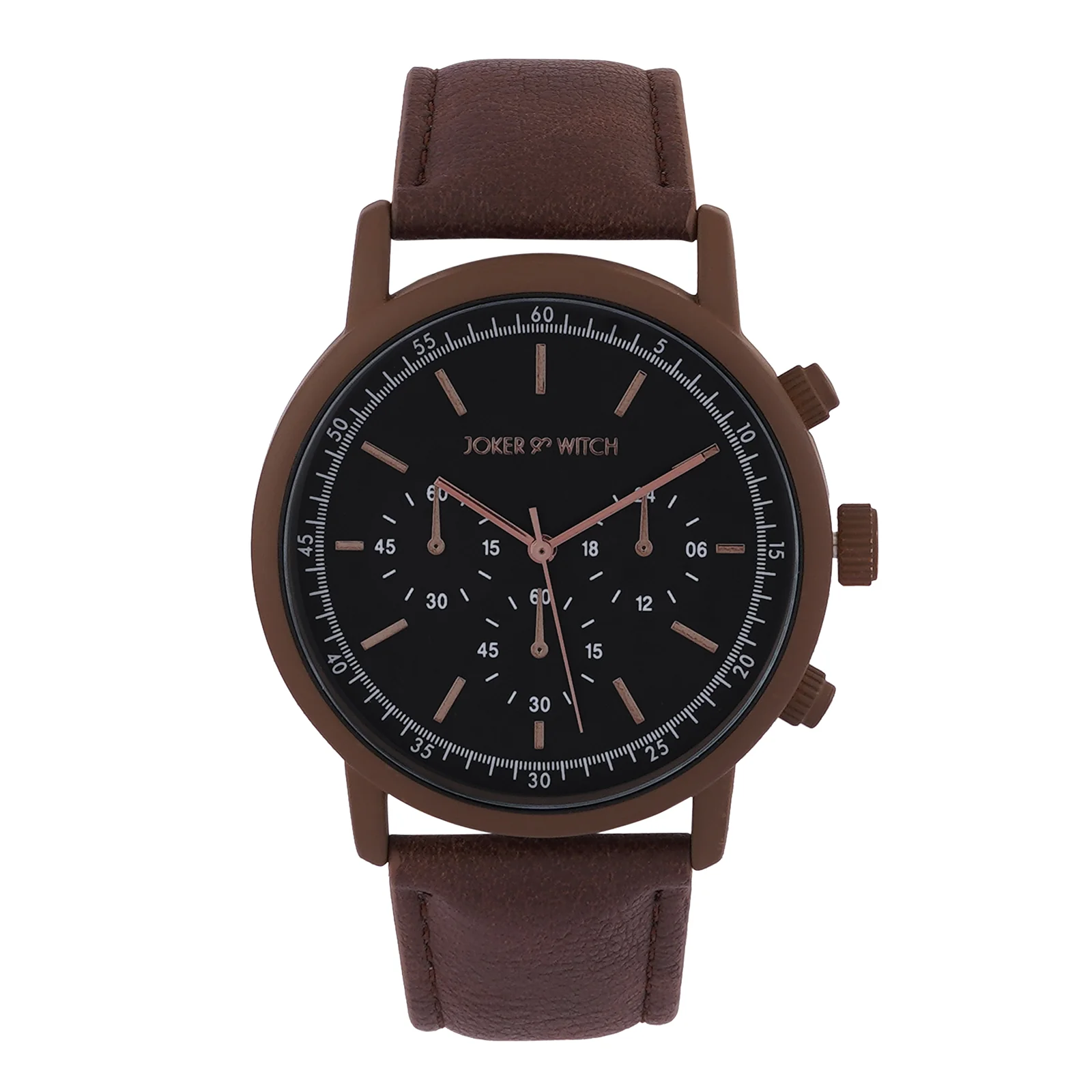 Laanda Black Large Dial Brown PU Strap Men's Watch