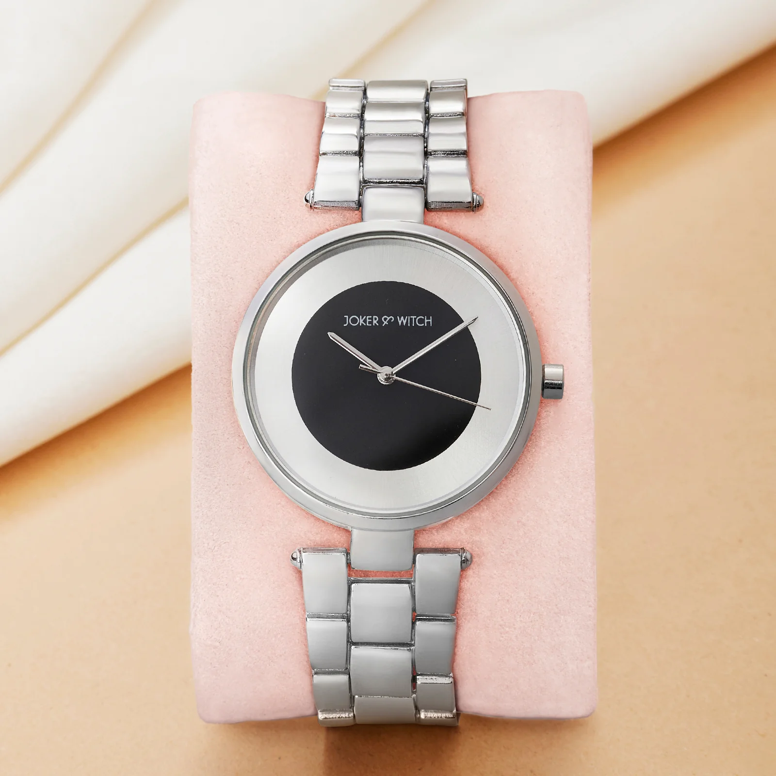 Liora Black Medium Dial Silver Linked Chain Strap Women's Watch
