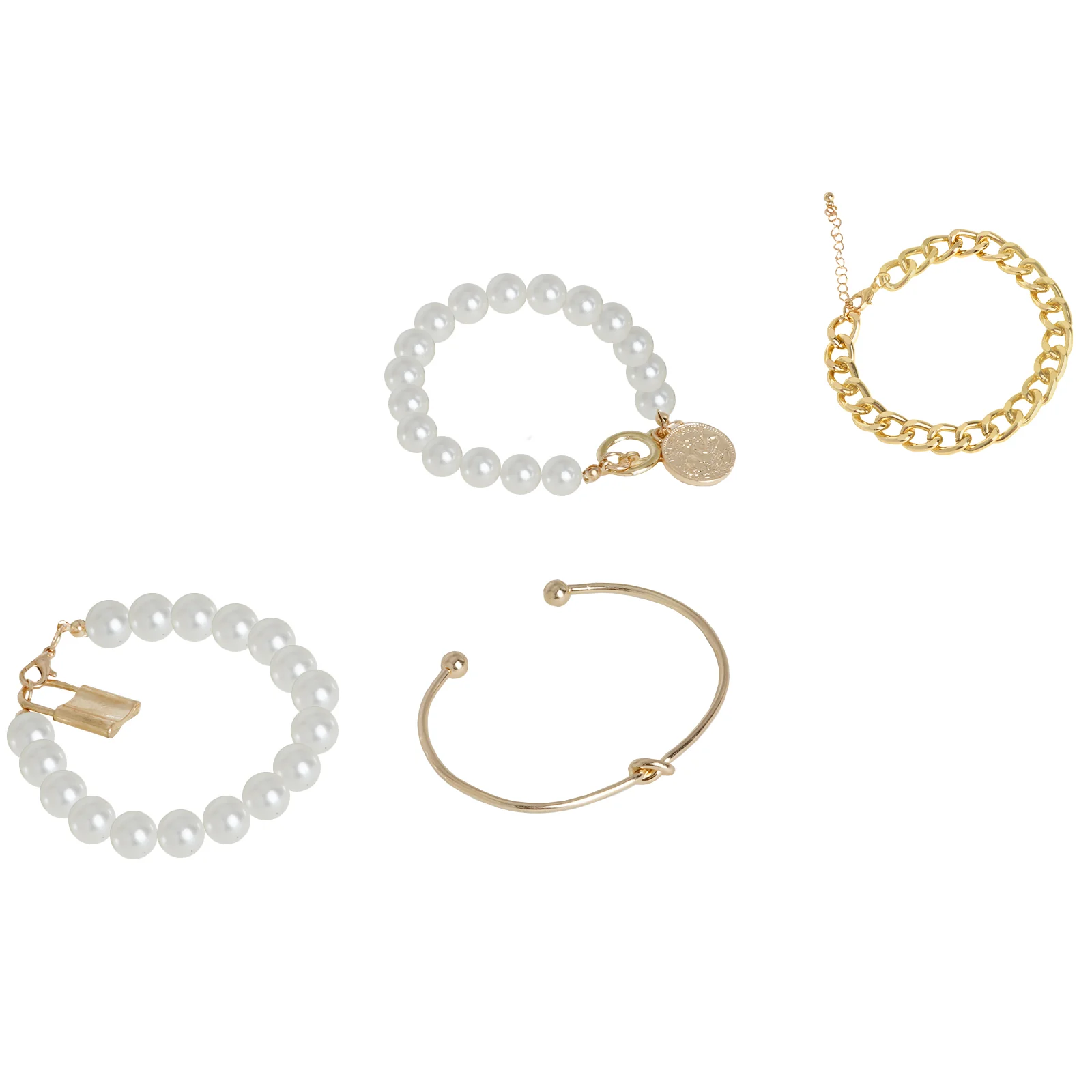 Lively Pearl and Gold Set of 4 Bracelets - Image 3