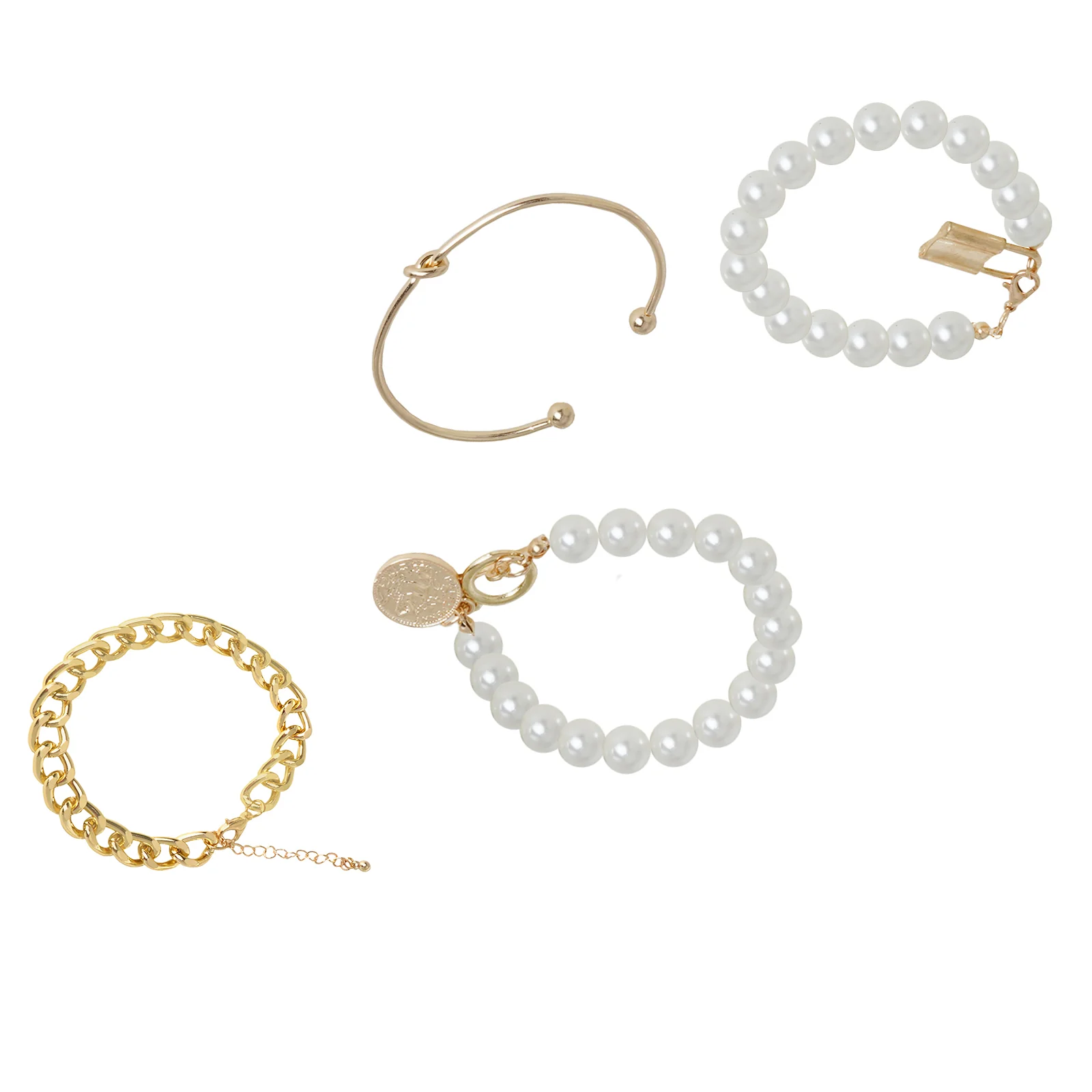 Lively Pearl and Gold Set of 4 Bracelets - Image 4