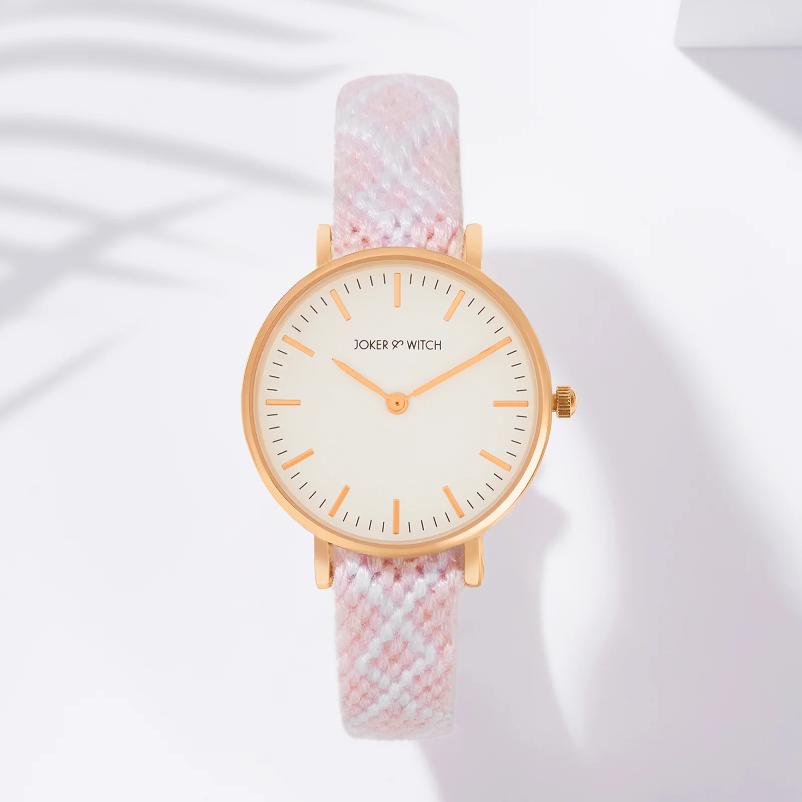 Loomed Aura White Medium Dial Pink Macrame Strap Women's Watch