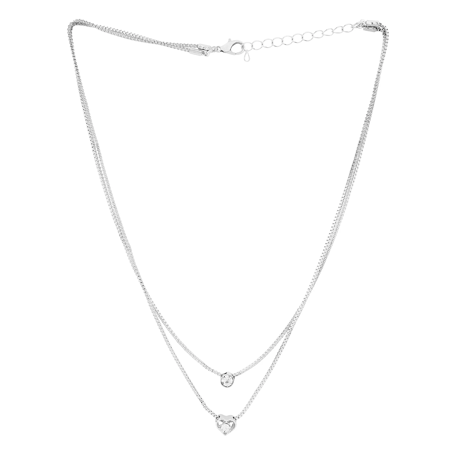 Lora Layered Silver Love Necklace - Image 4