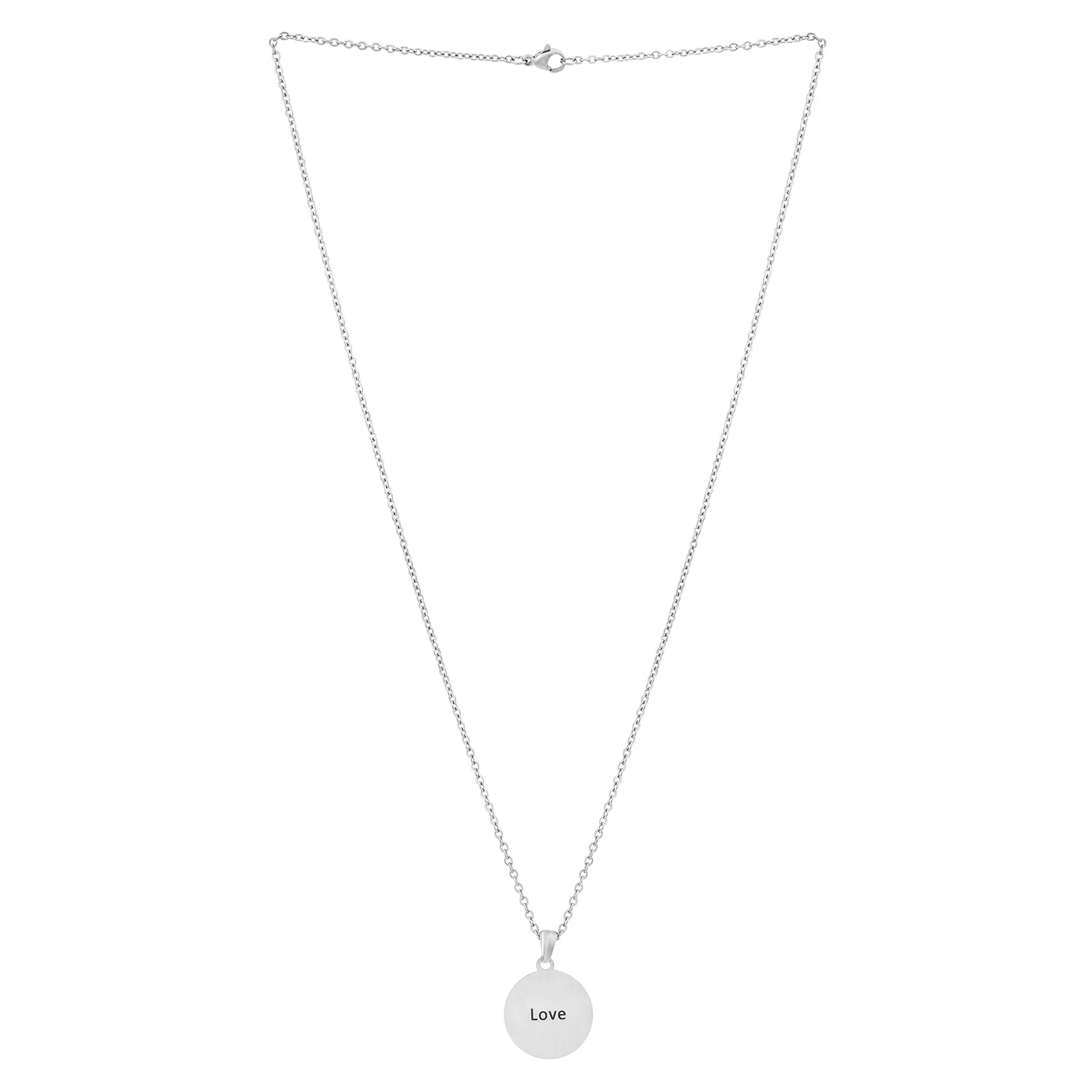 Love Silver Women's Round Mantra Necklace - Image 3